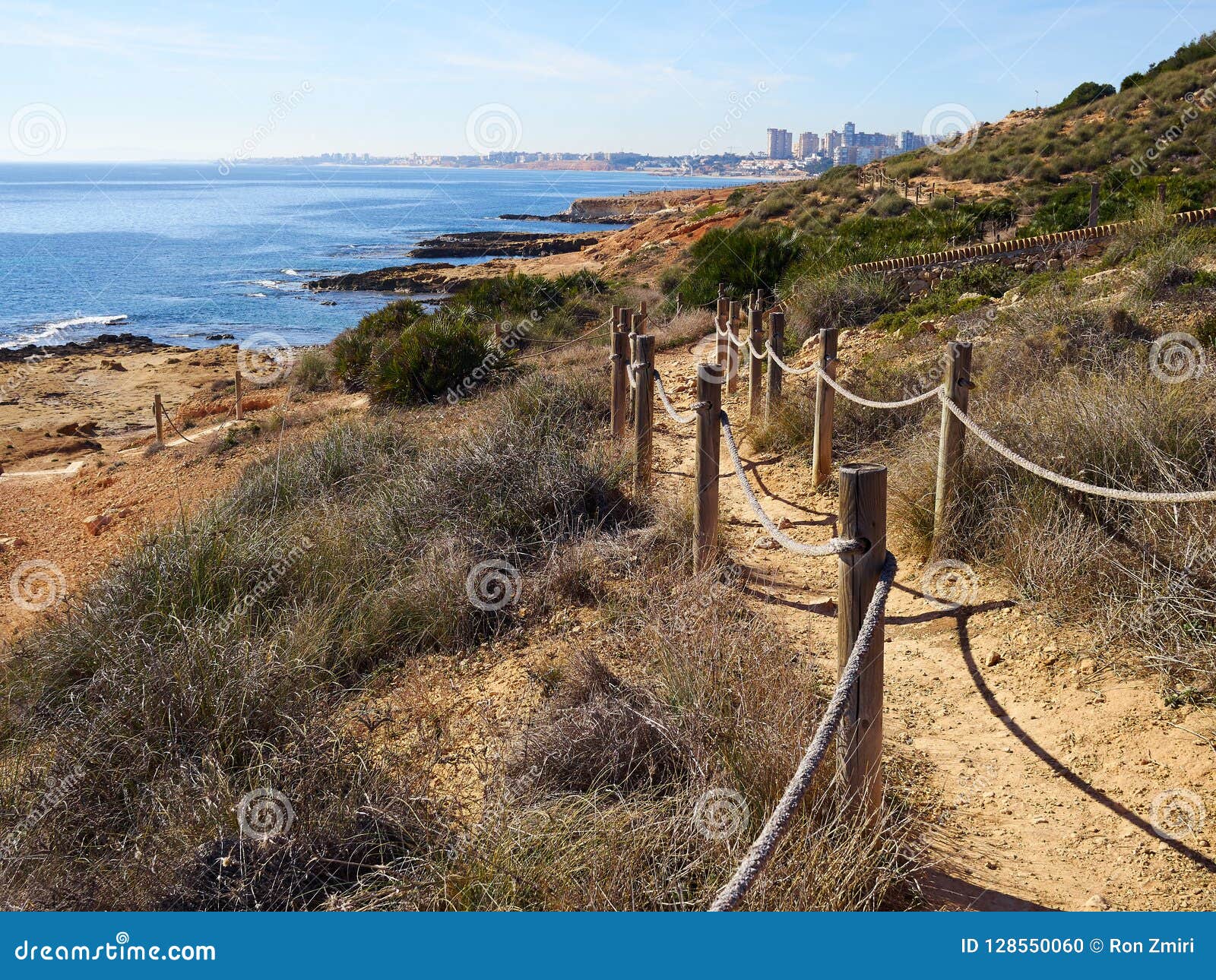 famous nature walkway path promenade of cabo roig. costa blanca.
