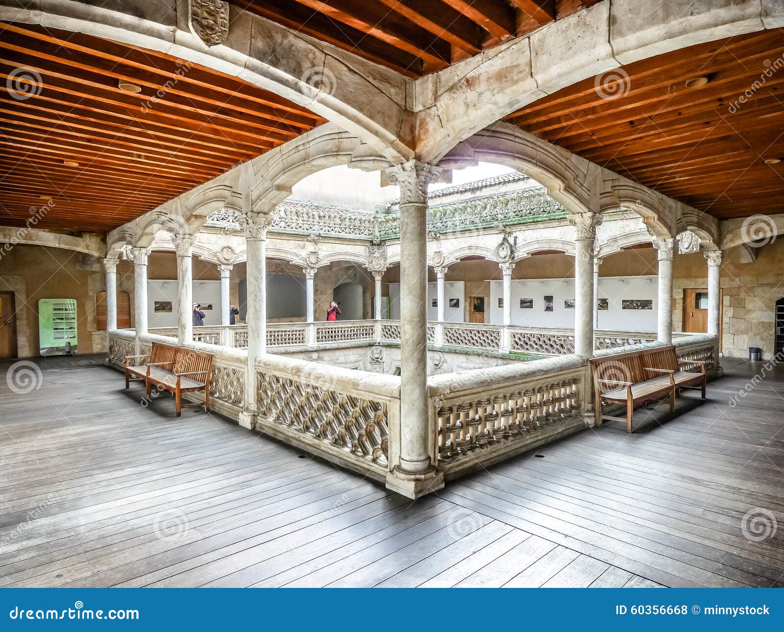 famous patio de la casa de las conchas, salamanca, spain