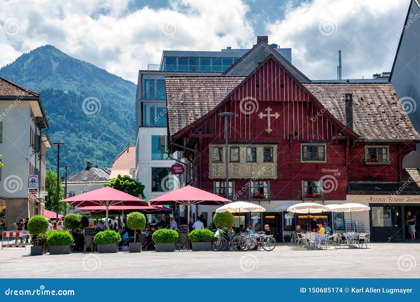 The Famous `Rotes Haus` Red House in Dornbirn Editorial Stock Image
