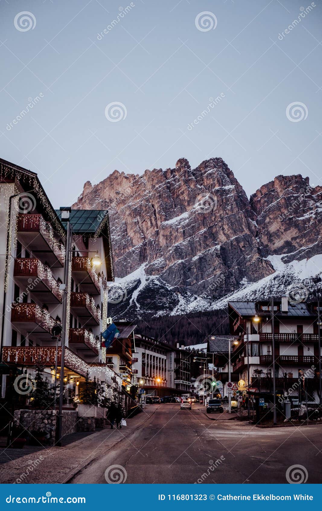 the ski resort cortina d`ampezzo in the dolomites in winter