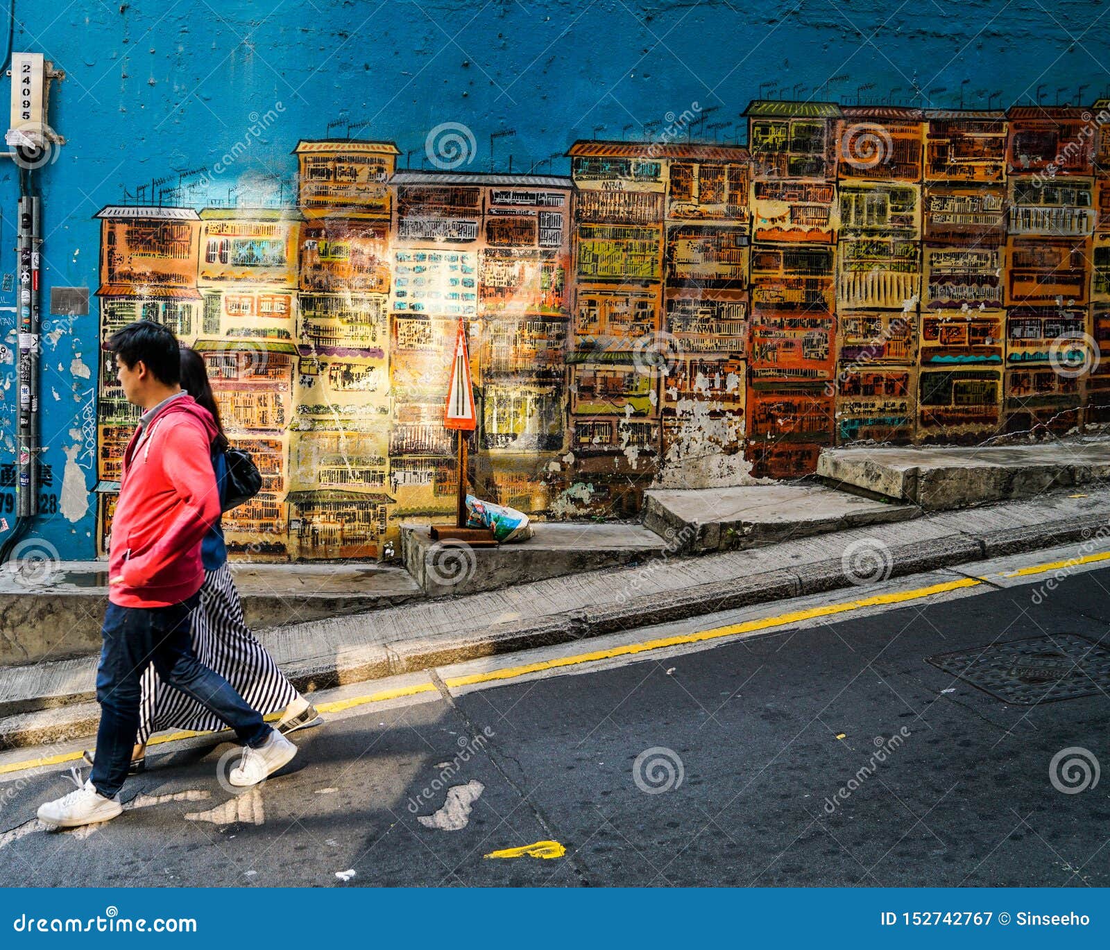 Famous Street Art or Mural in Hong Kong Editorial Photography - Image