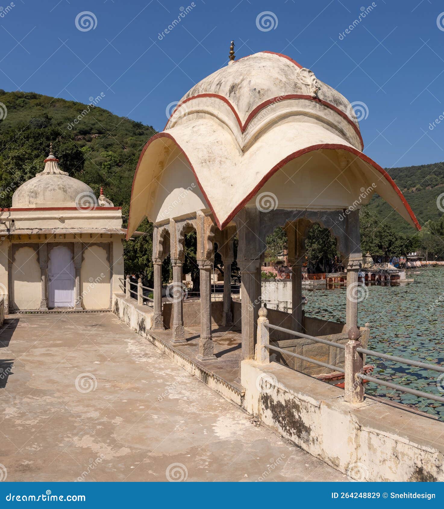 famous sukh mahal umbrella architecture of sukh mahal located in bundi, rajasthan, india