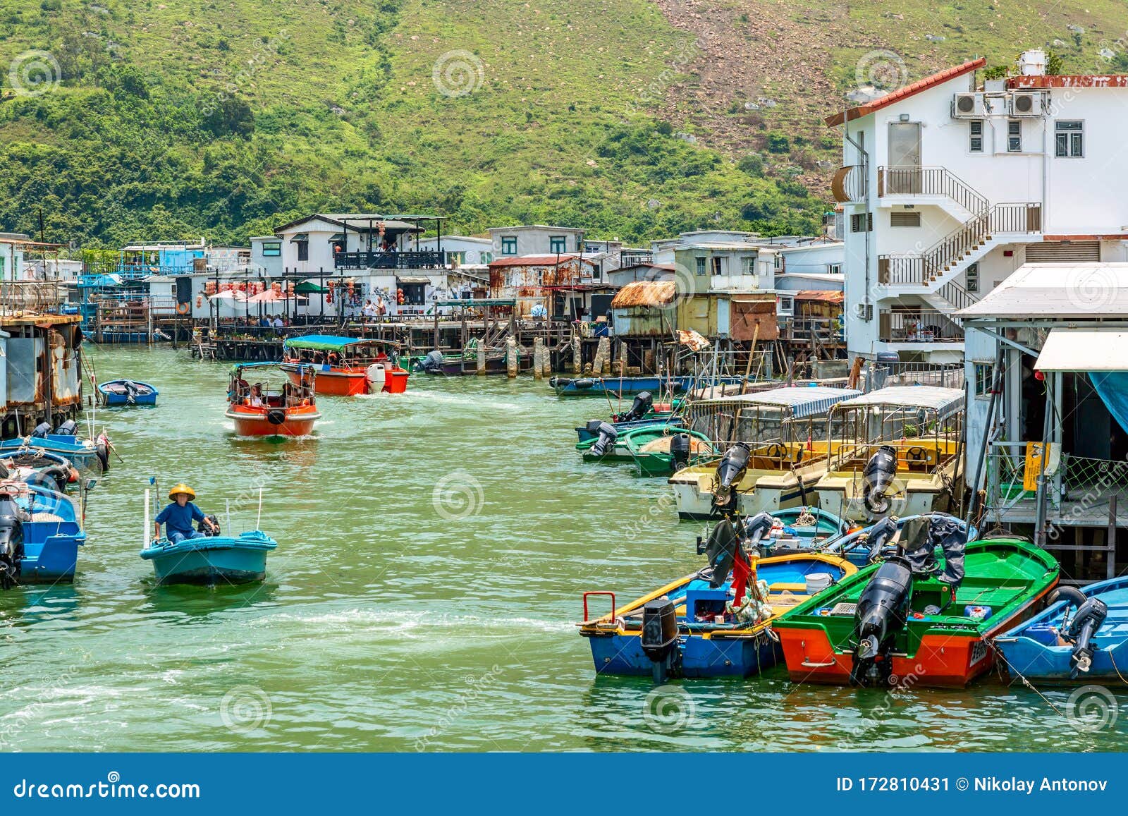 Famous Tourist Attraction in Hong Kong. Old Houses Standing in the