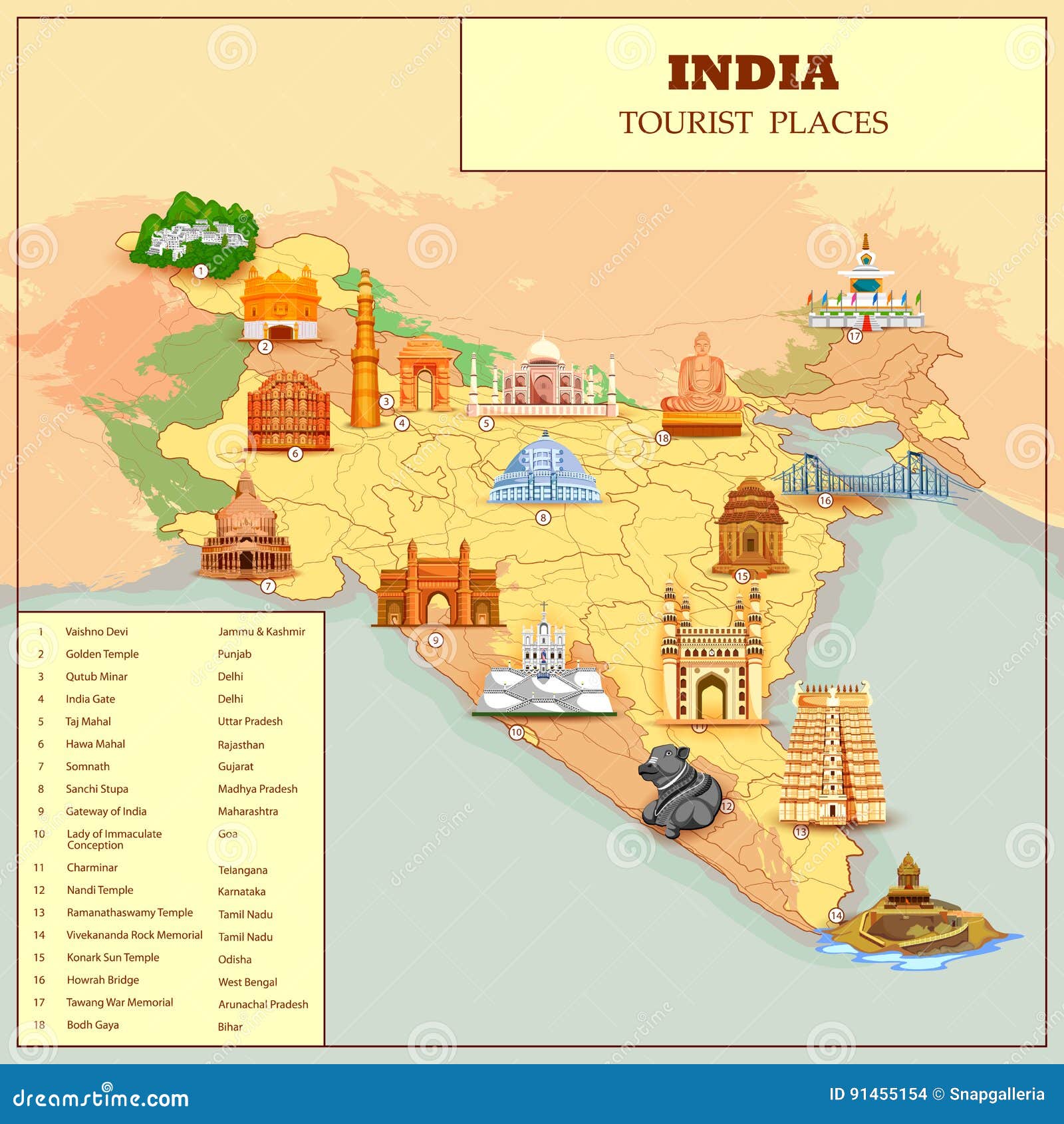 detailed tourist map of india