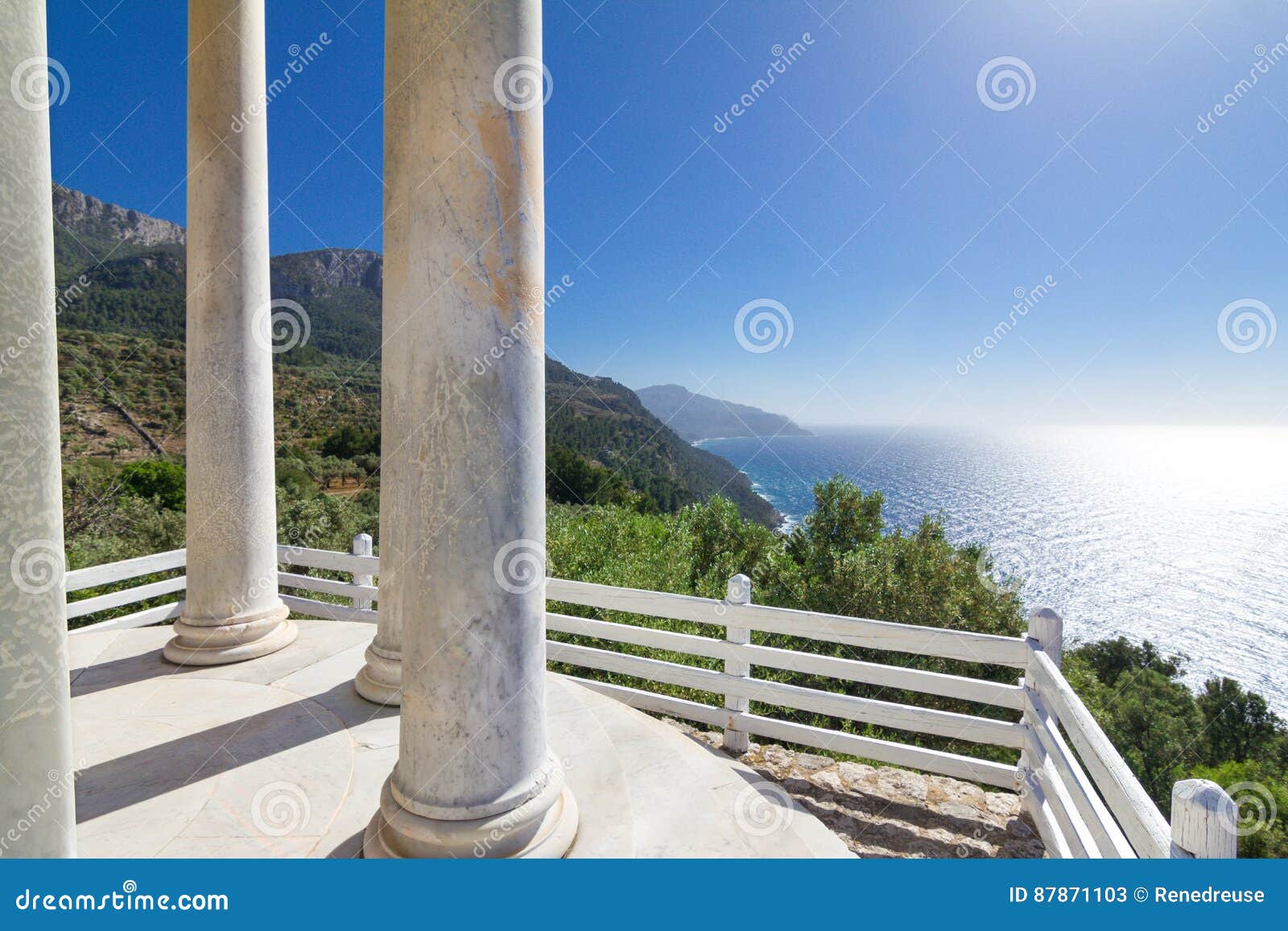 famous viewpoint from son marroig over the blue mediterranean sea.