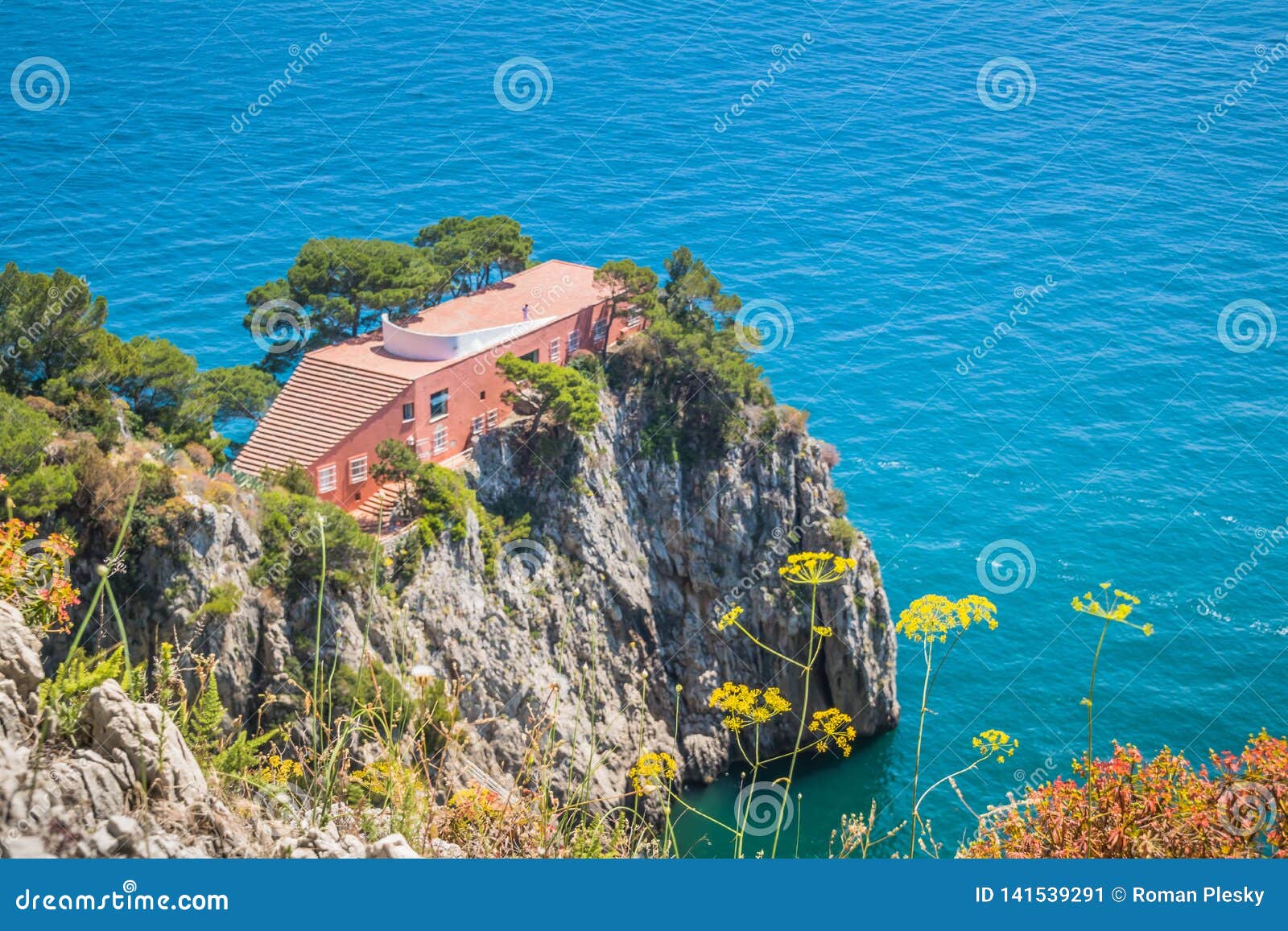 The Famous Villa Malaparte On The Island Of Capri Italy Stock Image Image Of Modern Gulf