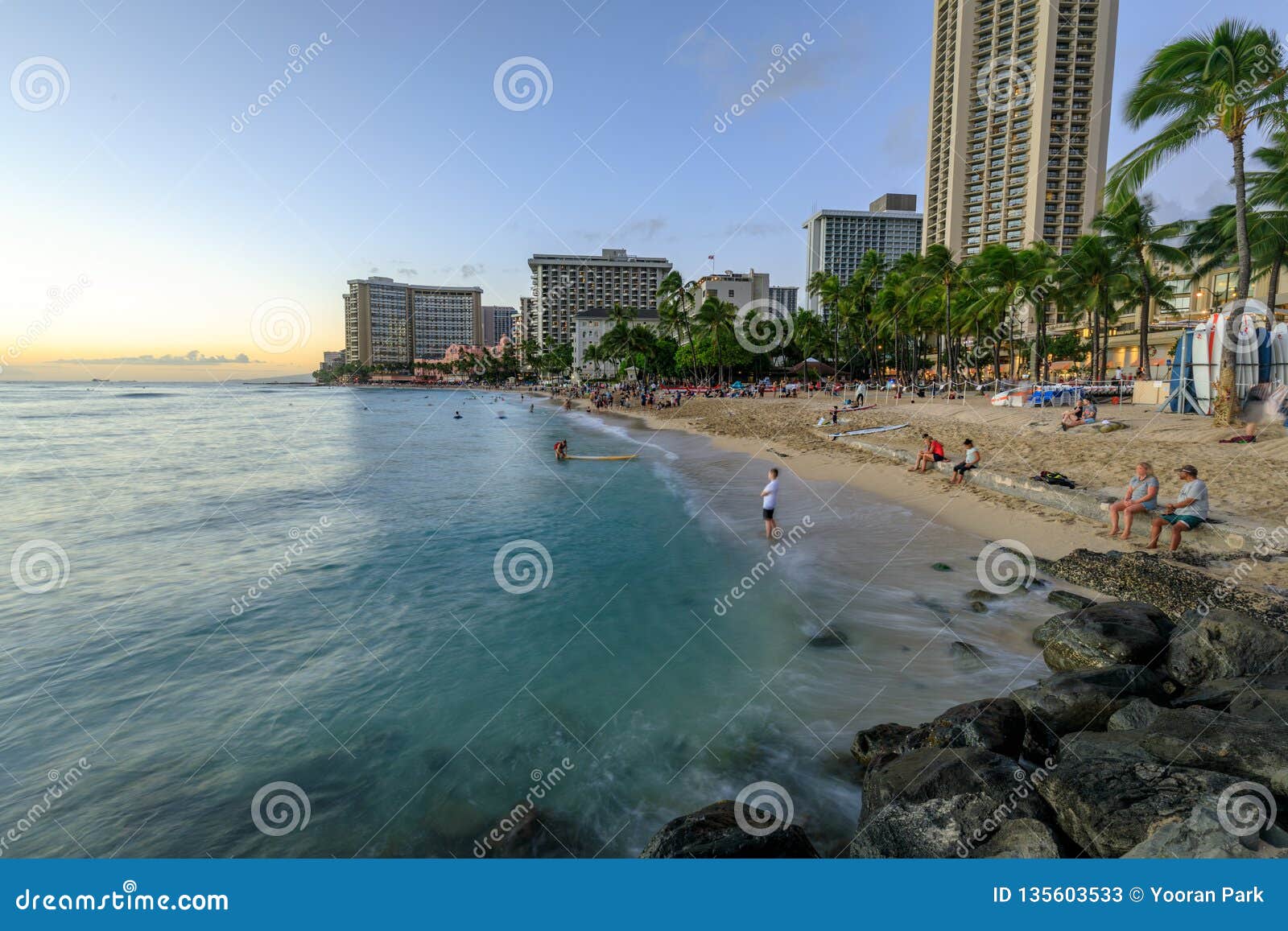 Famous Waikiki Beach, O Ahu, Hawaii Editorial Stock Photo Image of