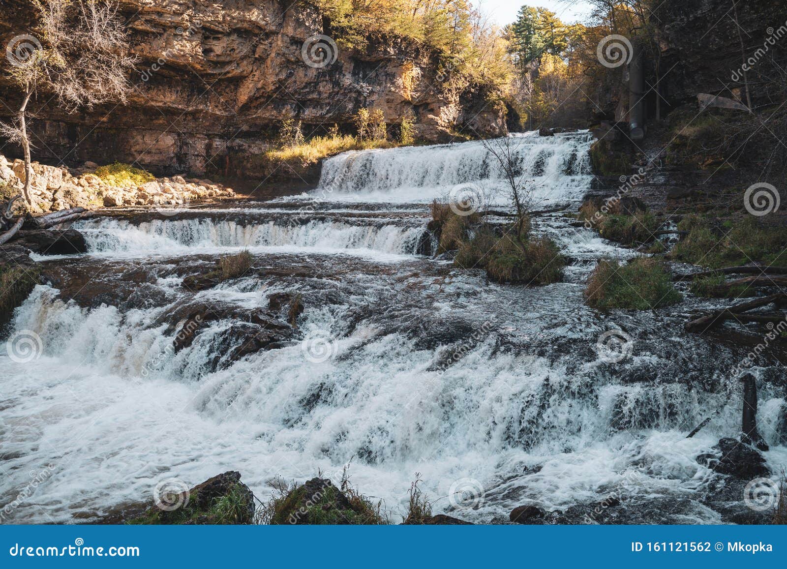 Famous Waterfall in Willow River State Park in Hudson Wisconsin Stock