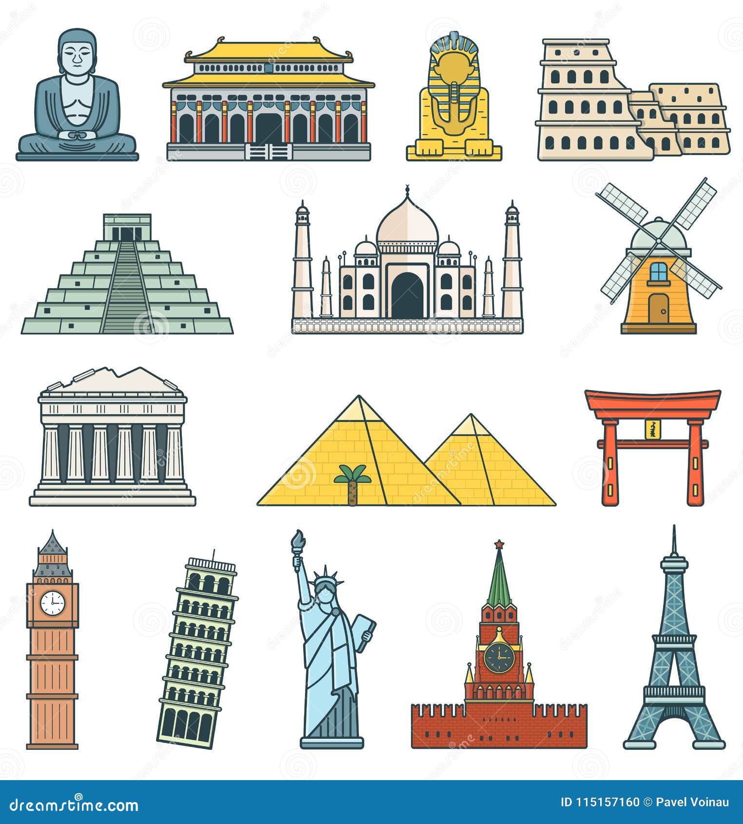 Famous World Landmarks. Travel and Tourism Concept Stock Vector ...