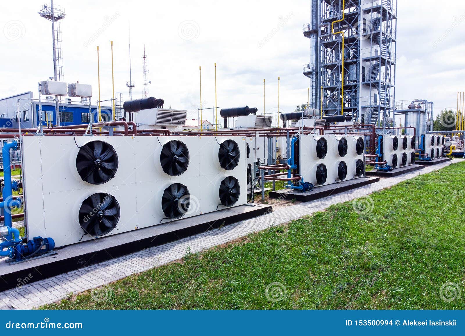 Fan Cooling System at the Gas Station. Stock Photo Image of