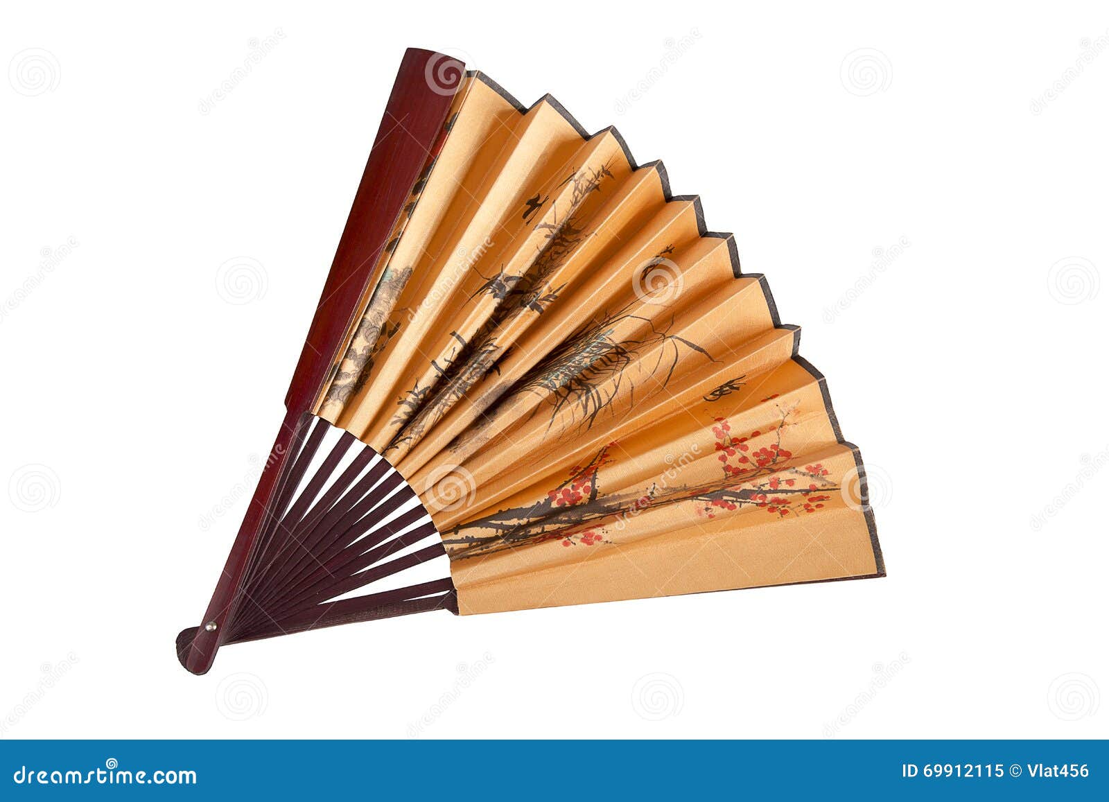 Fan with Floral Japanese Pattern. Stock Image Image of color