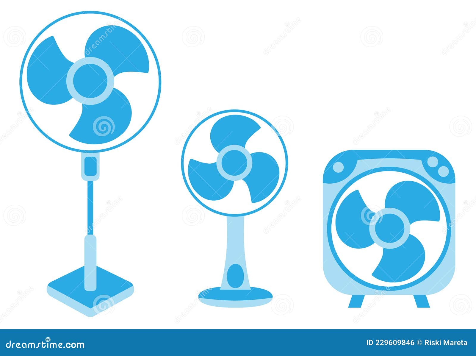 Different Types of Electric Fan Vector Illustration Stock Vector