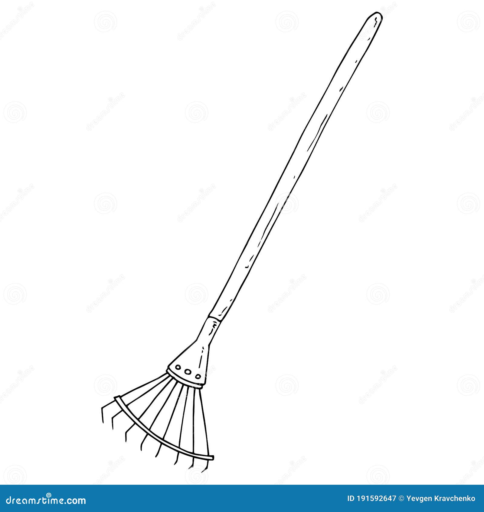 Fan Rake with a Long Handle. Vector Illustration Garden Tools. Hand ...