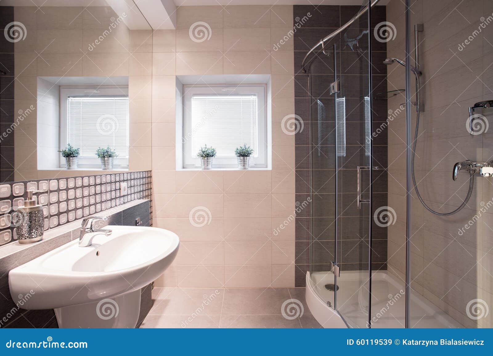 Fancy Bathroom with Big Shower Stock Image Image of functionality, fitting 60119539