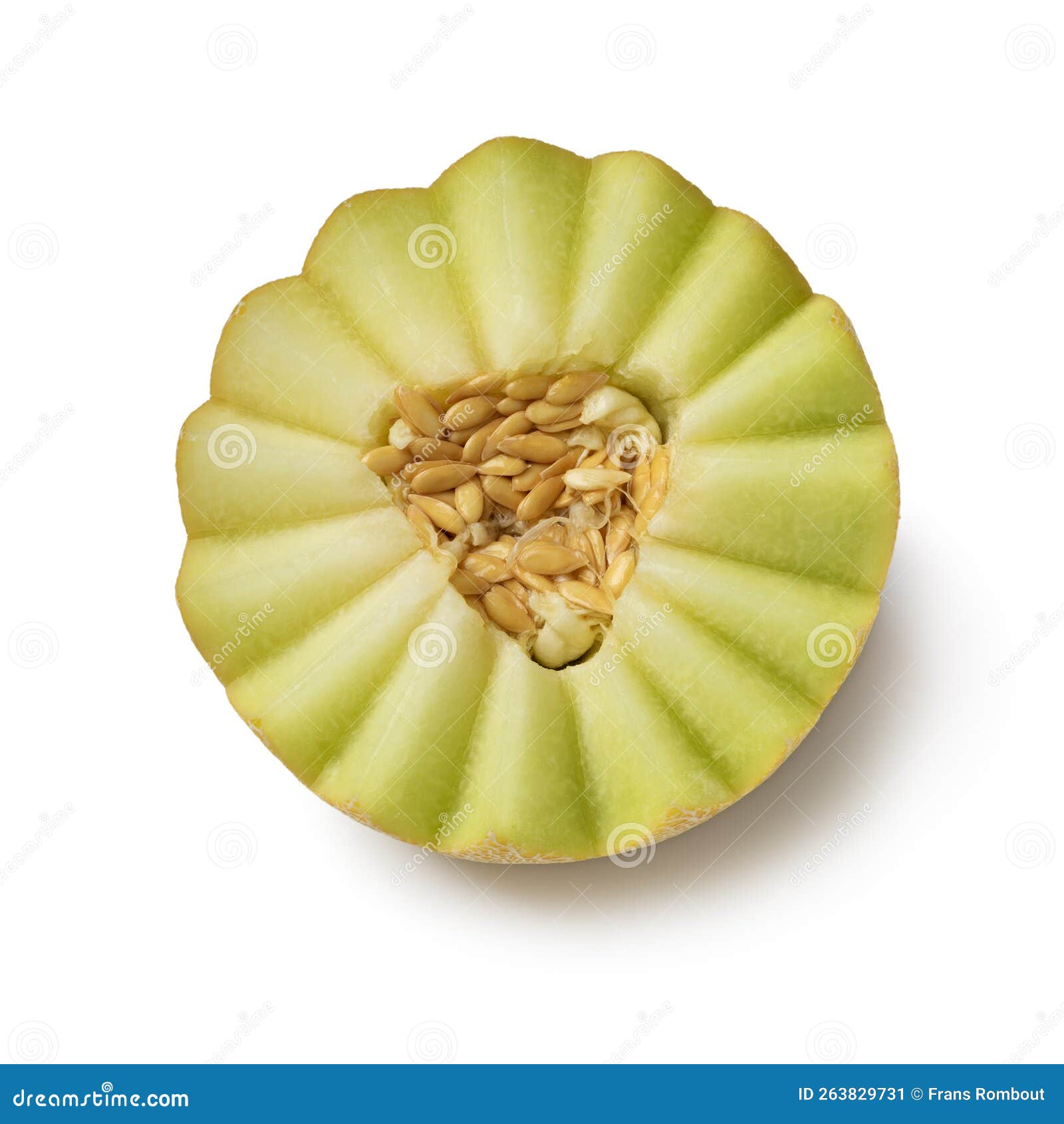 Fancy Cut Ripe Half Galia Melon on White Background Stock Image Image