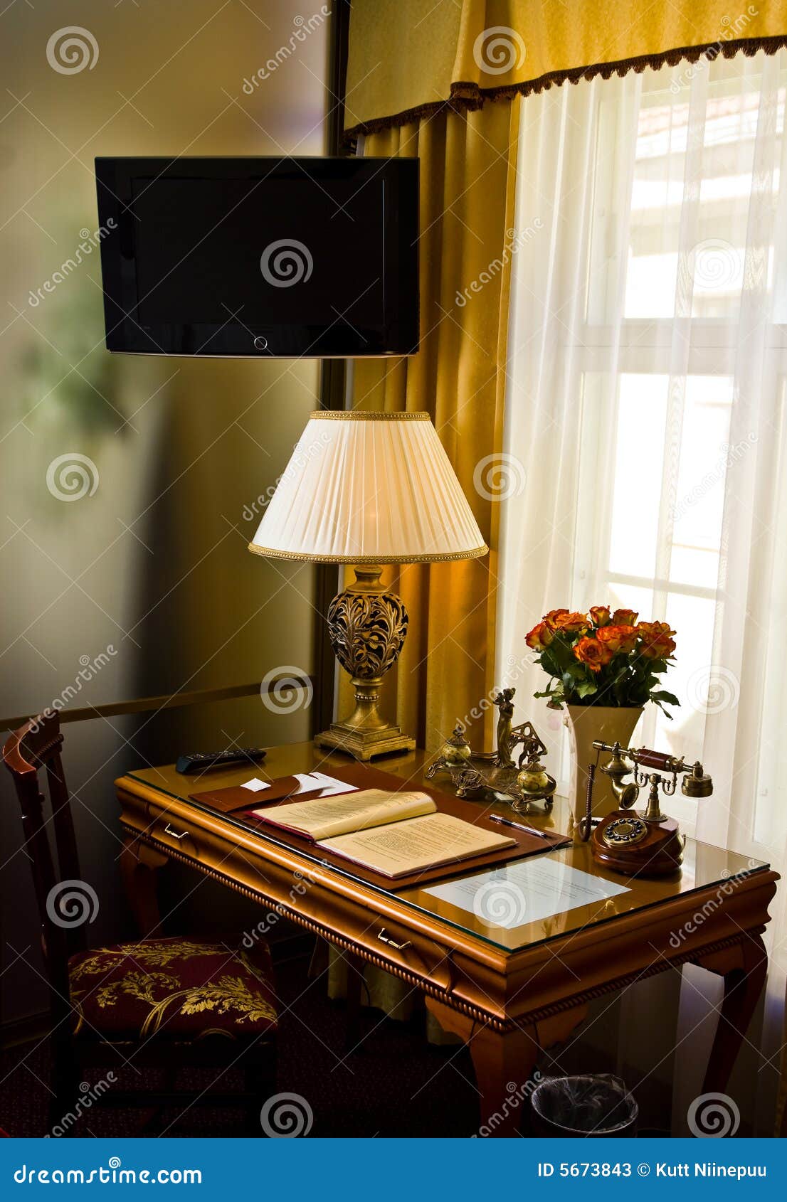 fancy desk in hotel suite