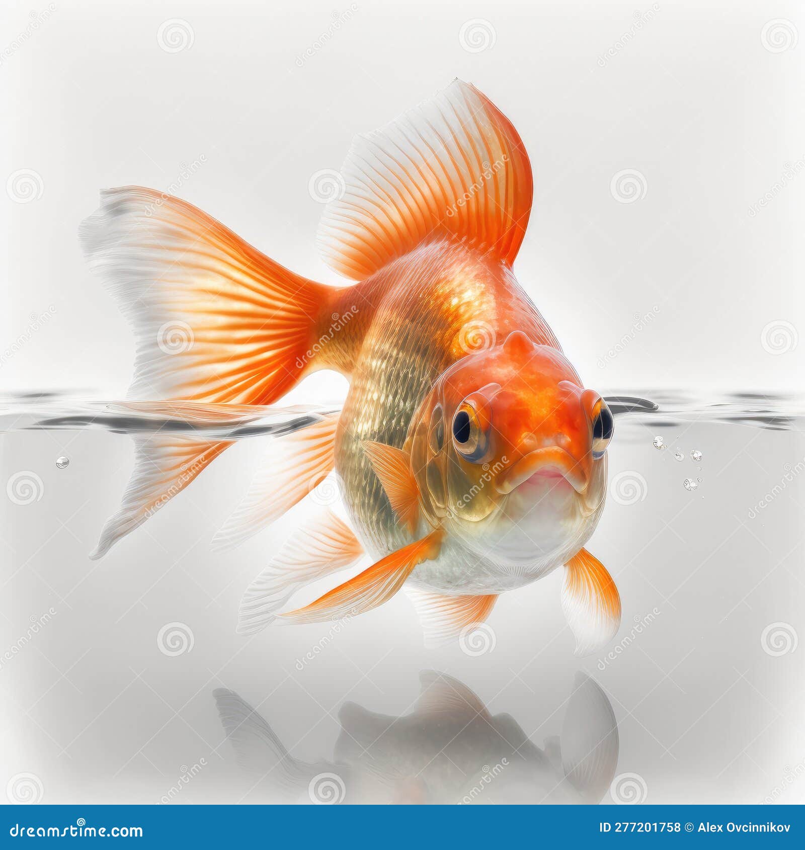 Fancy Goldfish Swimming in a Solid Background. Perfect for