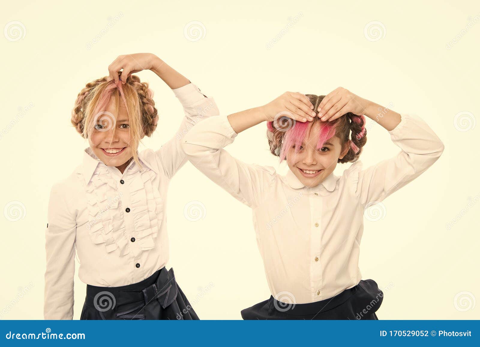 Fancy Hairstyles. Cute Little Children Styling Funny Hairstyles Isolated on  White Stock Photo - Image of antidruff, hairdo: 170529052