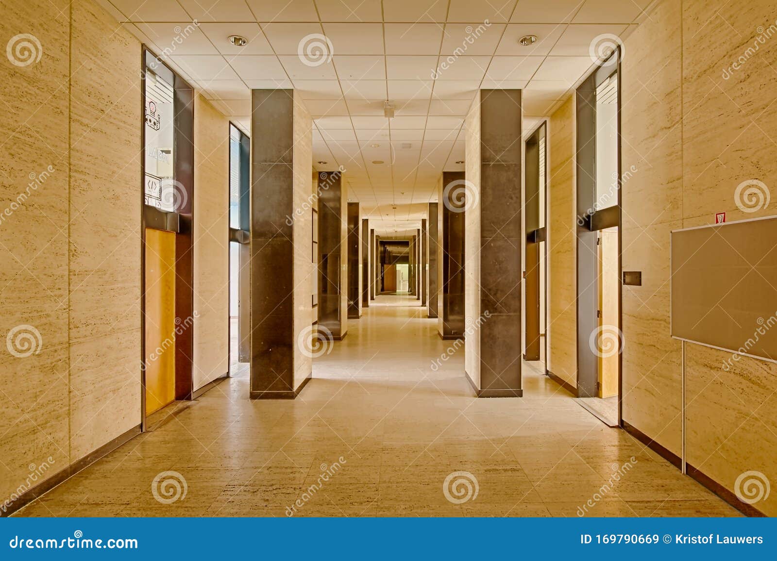 Fancy Hallway of an Office Building, with Walls in Marble and Pilars in  Shine Black Granite Editorial Stock Image - Image of granite, lines:  169790669