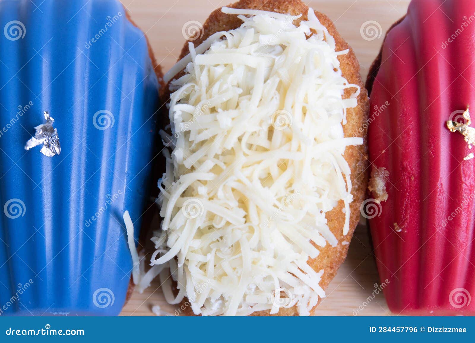 traditional french pastry , madeliene on white background , bastille day