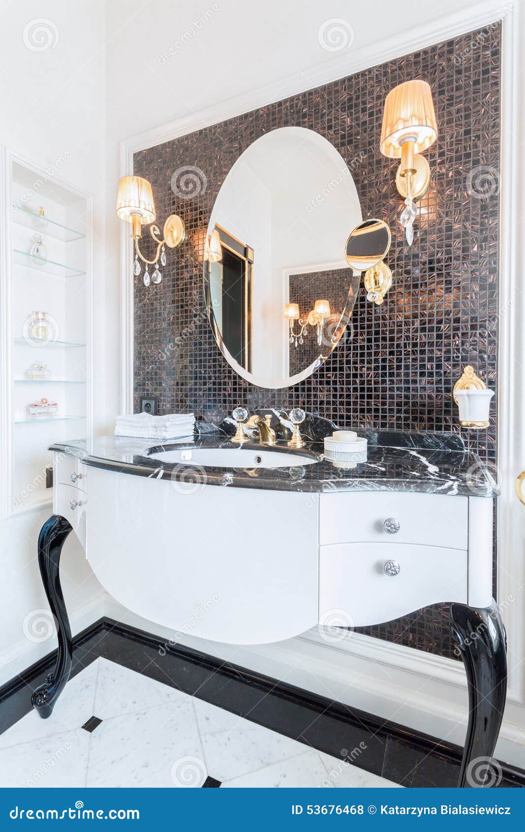 Fancy mirror stock photo. Image of bathroom, home, design 53676468