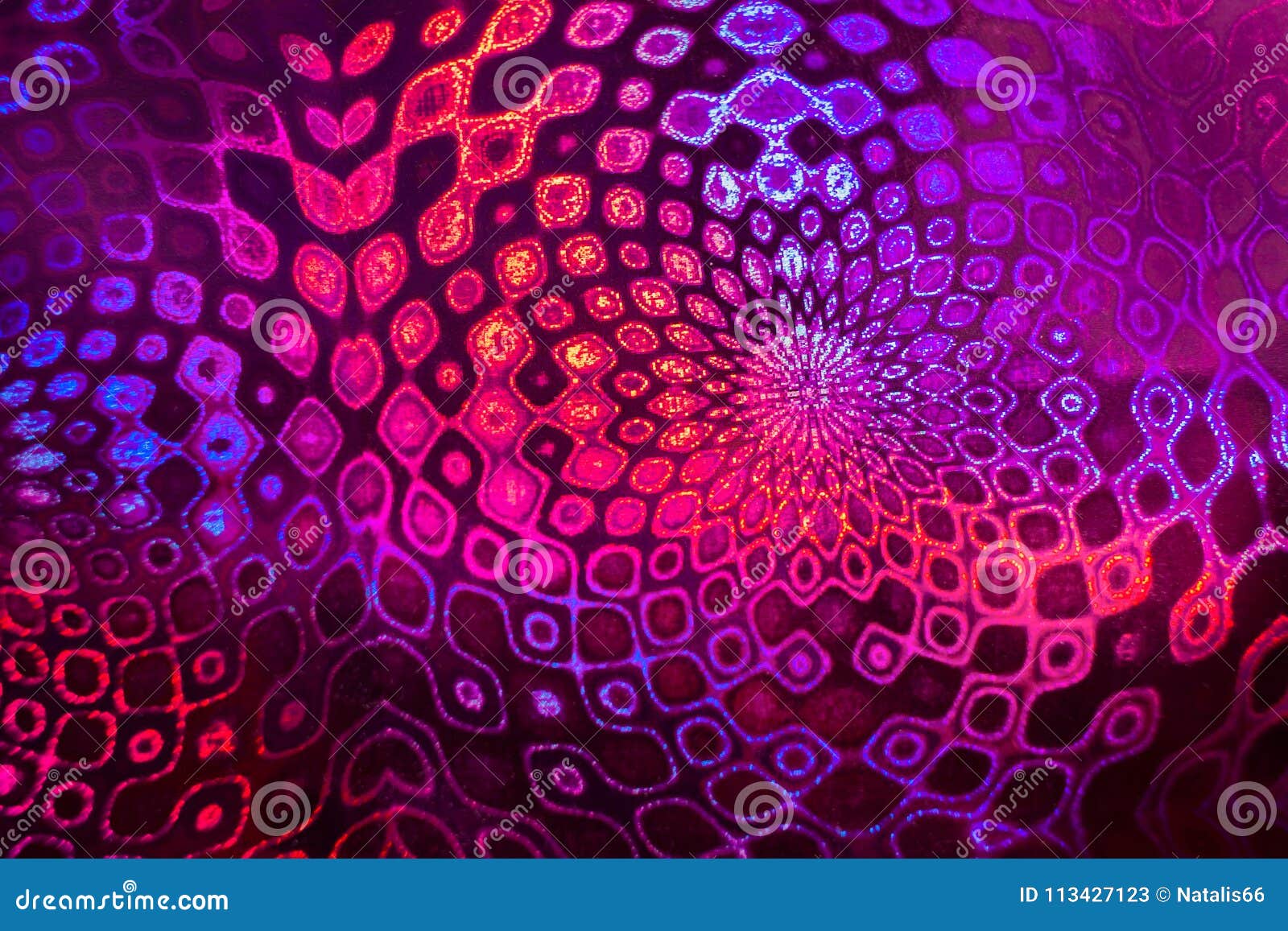 fancy orange-purple holographic pattern like mandalas.