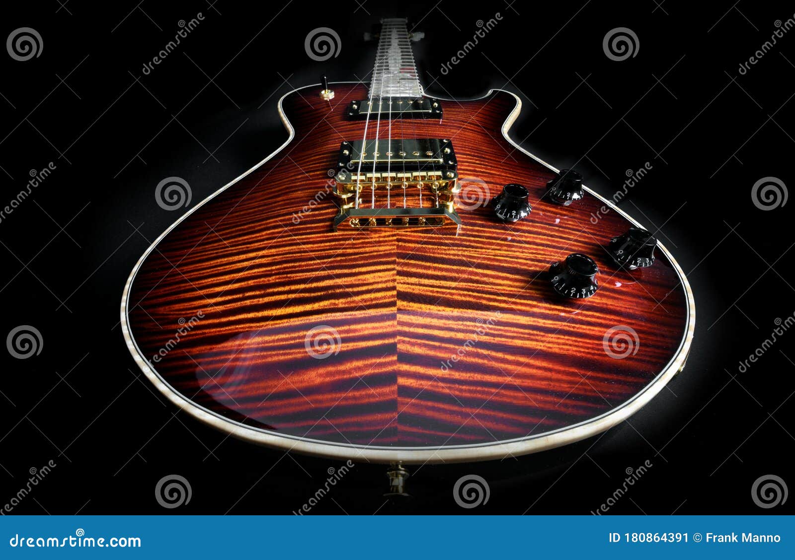 Fancy Wood on Beautiful Electric Guitar Flamed Maple Stock Image