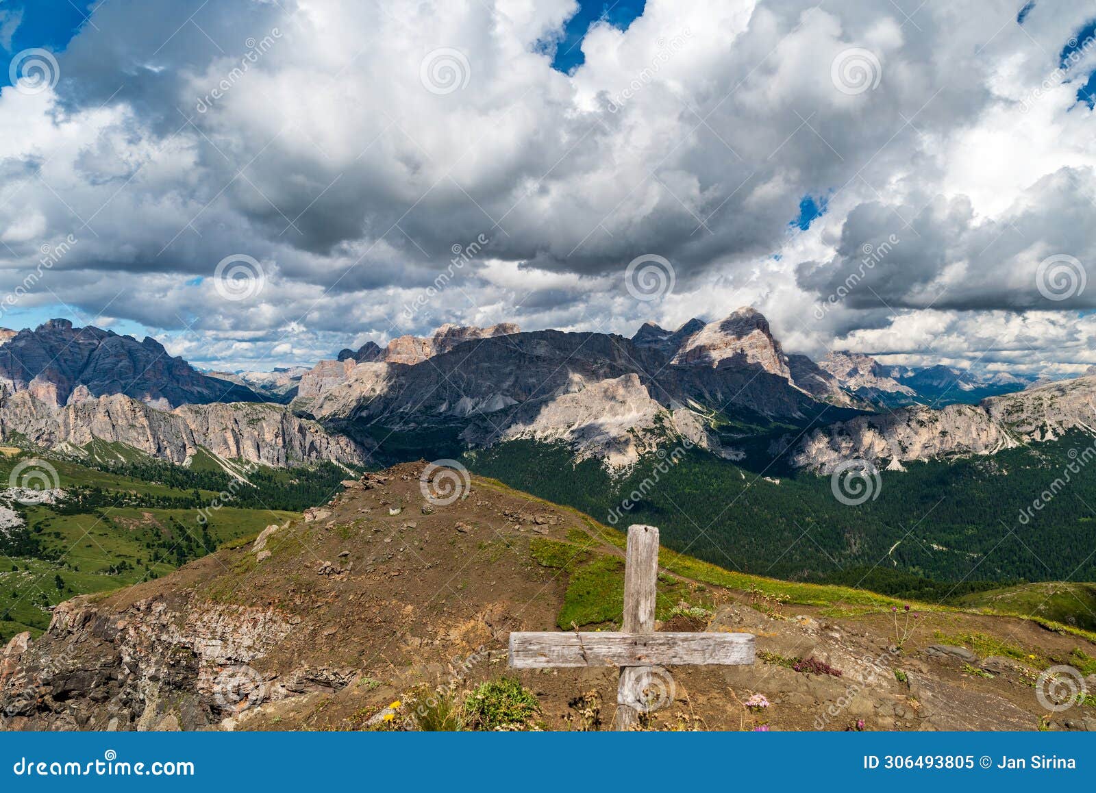 fanes, tofana and many other mountain peaks from col di lana mountain peak in the dolomites