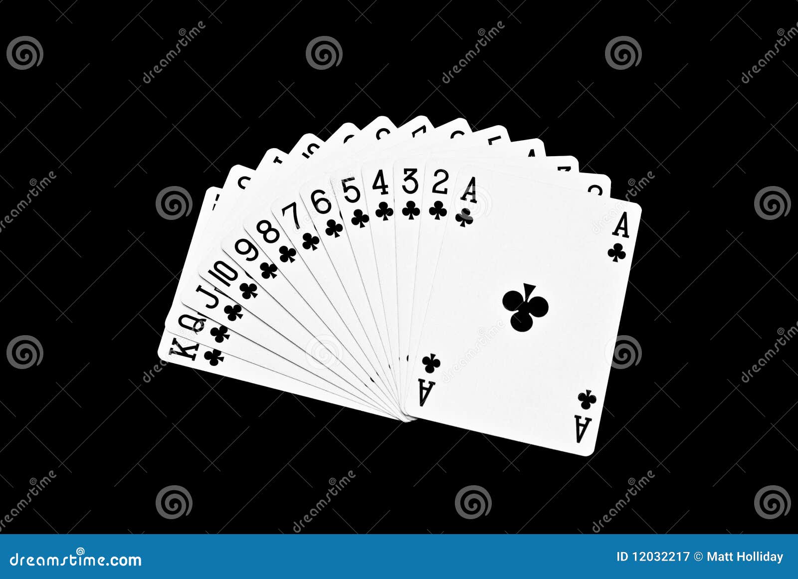 Fanned Suit of Clubs Playing Cards Stock Image Image of clubs, stack