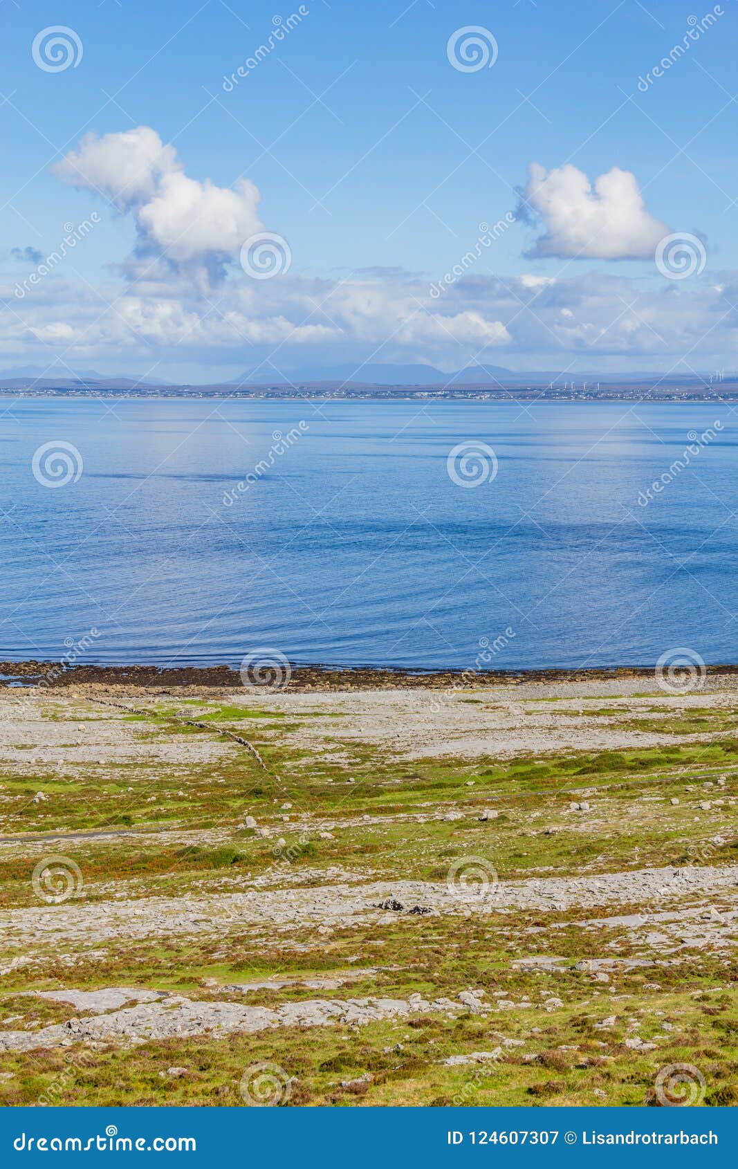 Fanore Beach in Burren Mountain with Galway Bay in Background Stock ...