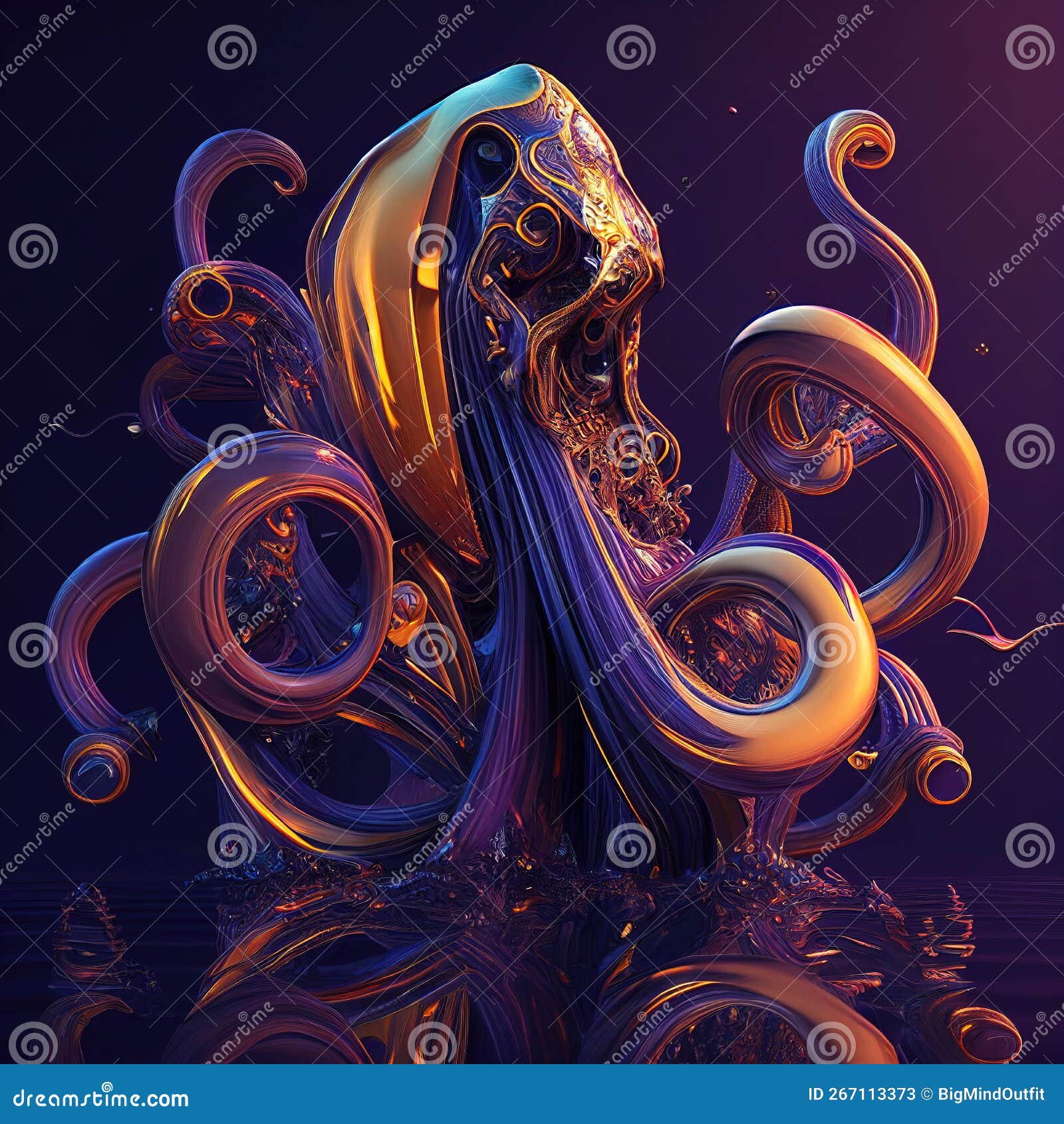 fanstasy neon octopus generative ai 