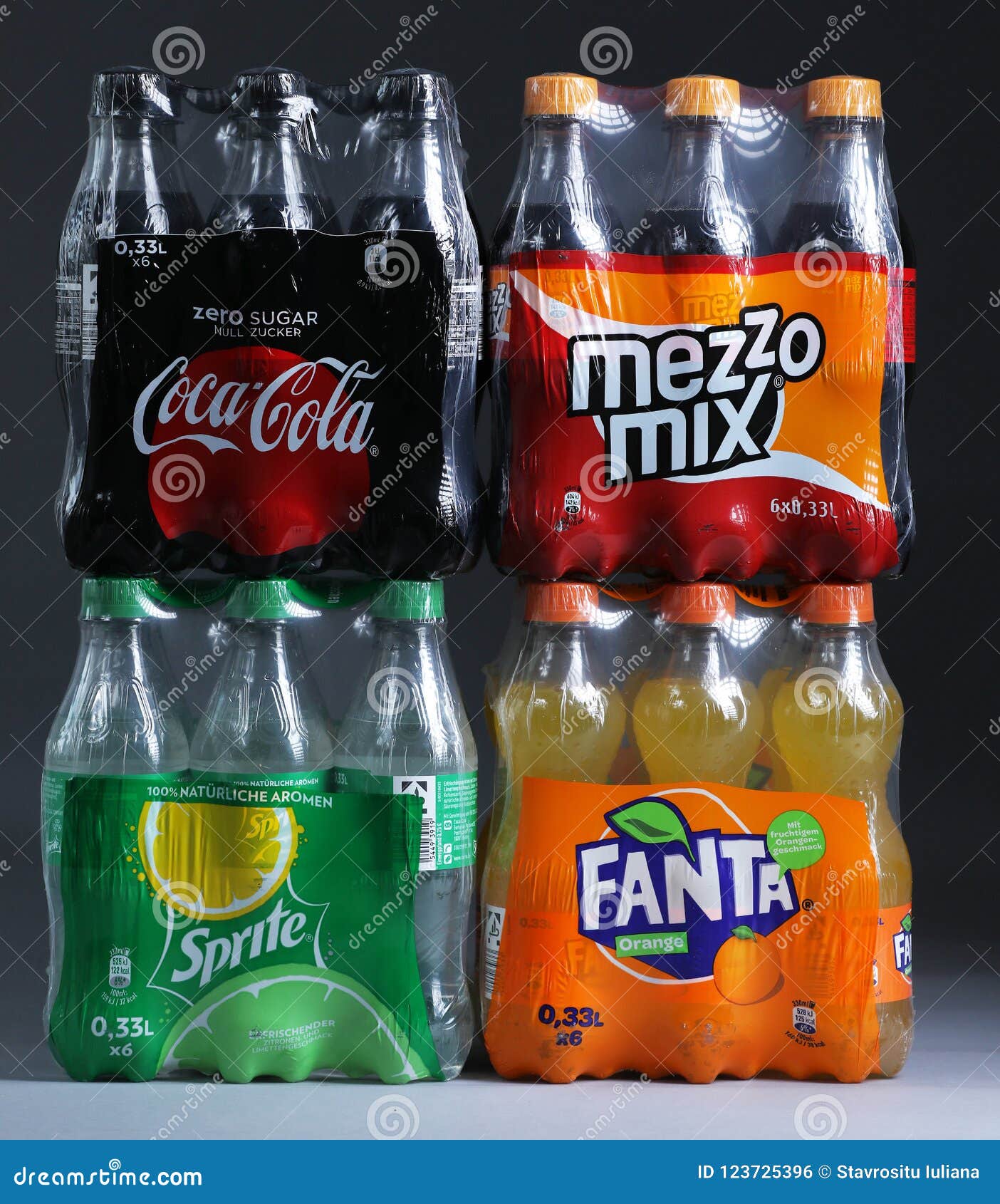 Fanta, Cola, 123725396 cola: Editorial Mix of of Packs Mezzo Drinks Image caps, - and Sprite Photo