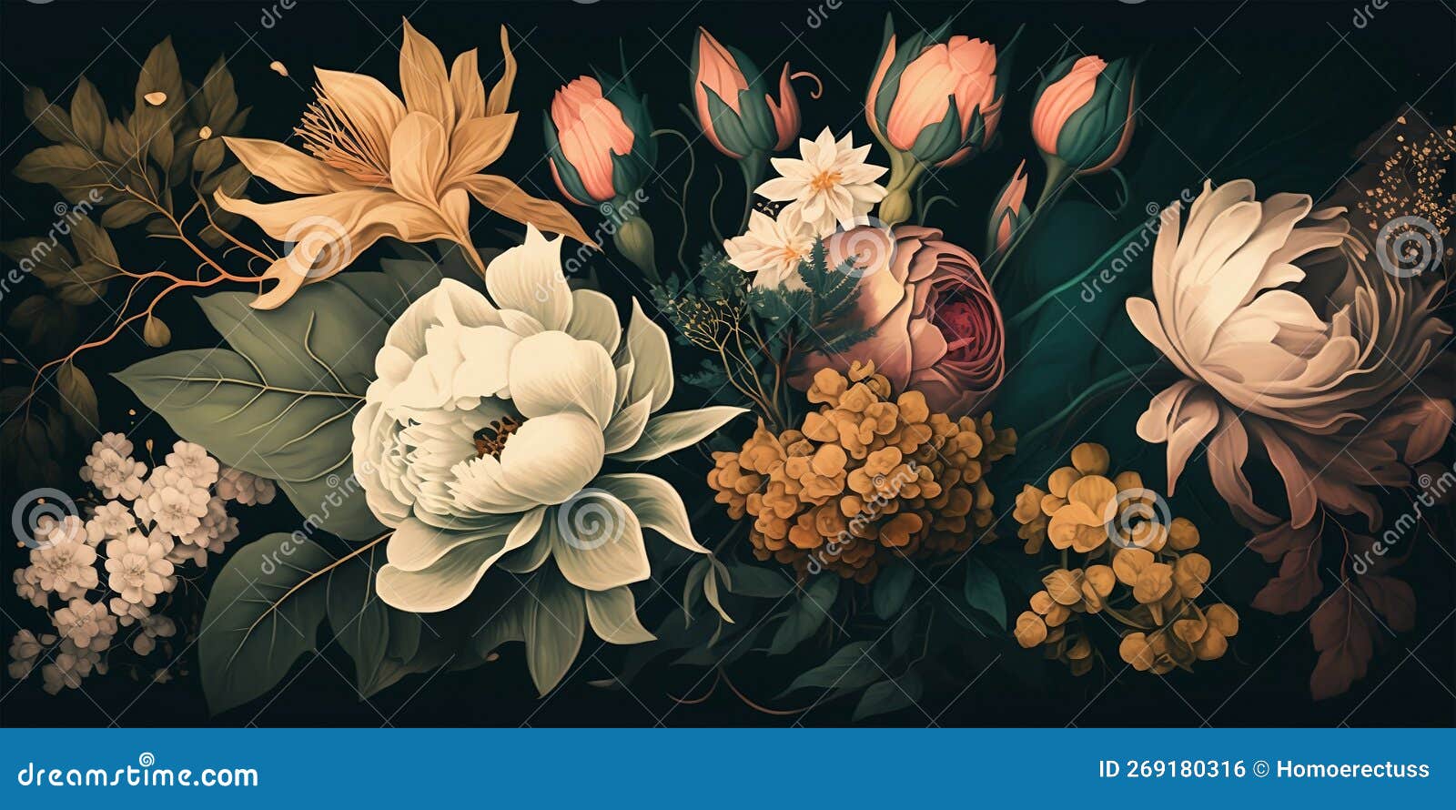 Fantasia, Pintura De Vintage Para Papel De Parede Digital Floral Gerada Por  Ai Ilustração Stock - Ilustração de exterior, taxa: 269180316