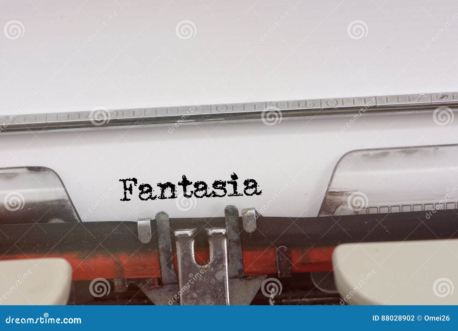 fantasia word typed on a vintage typewriter