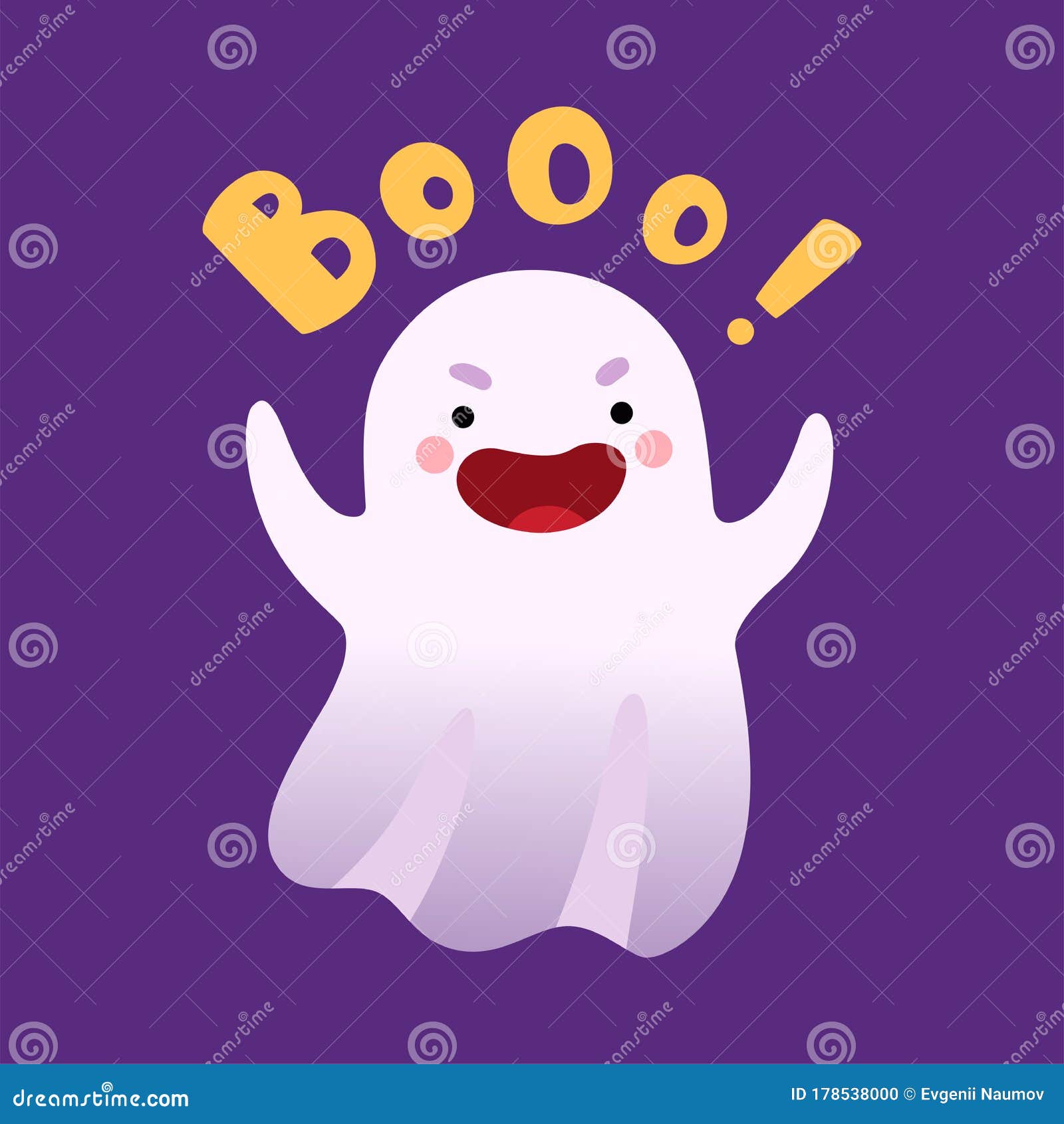 Vetores de Fantasma Fofo Dizendo Boo Ilustração Vetorial Do