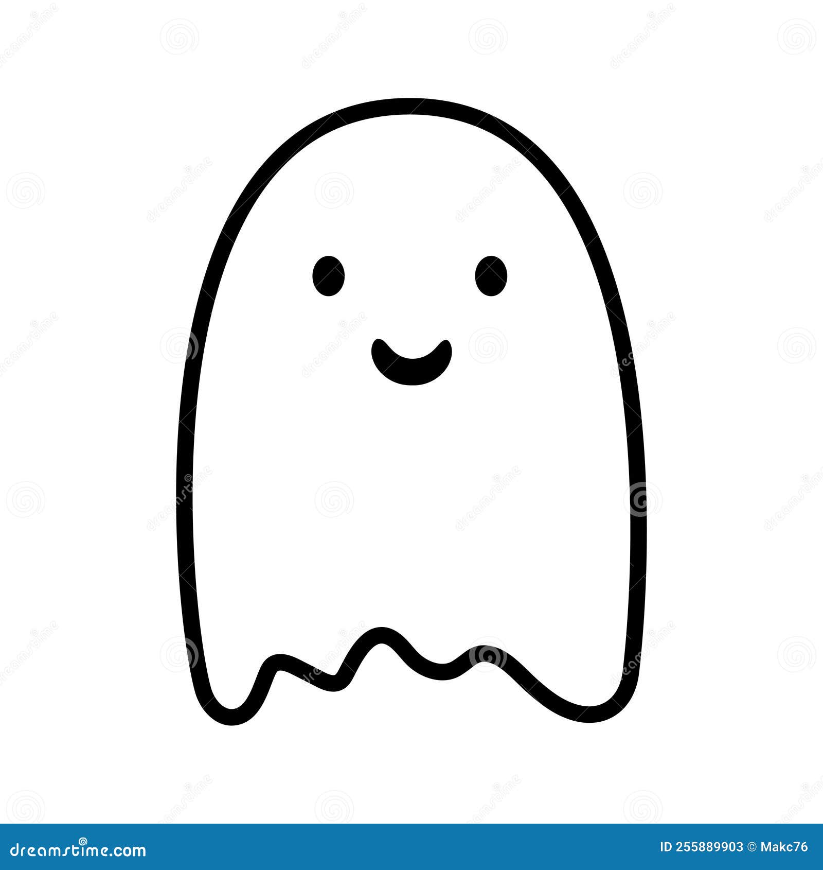 Fantasma bonito e engraçado isolado em fundo branco ilustração de