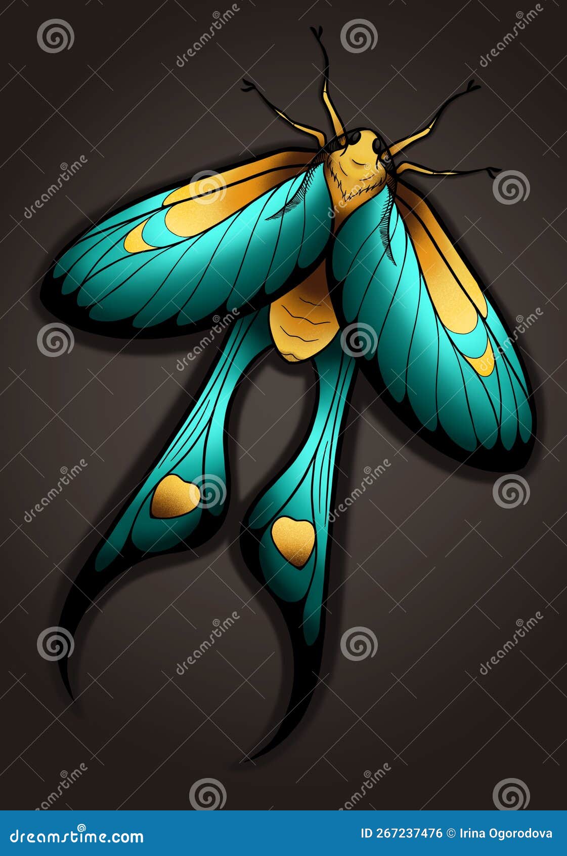 Fantastic Butterfly Moth Bright Illustration Art Stock Illustration Illustration of blue