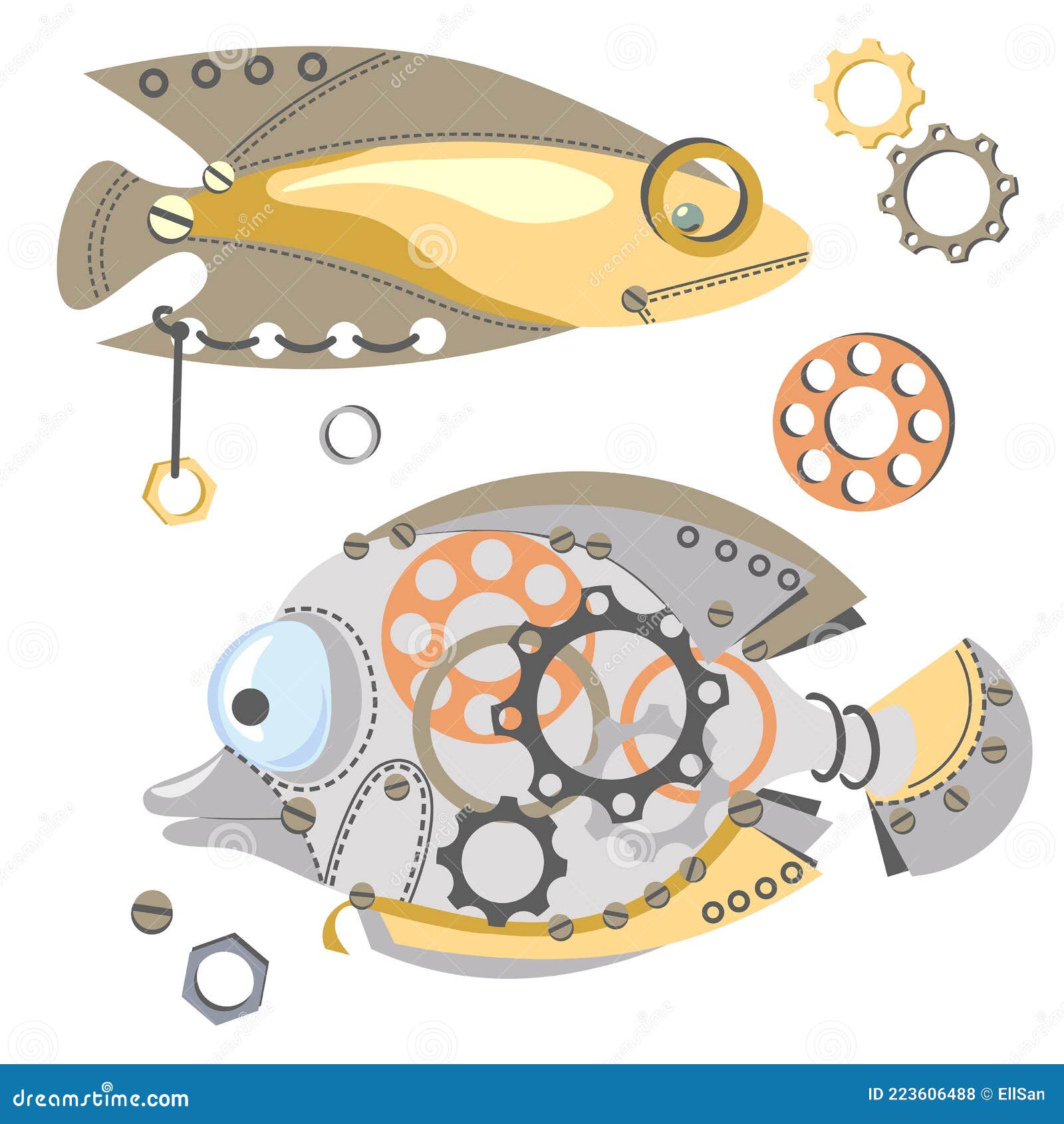 Fantastic Mechanical Fish. Cute Metal Fish with Gear Wheels, Metal Part,  Nails. Steampunk Style Stock Vector - Illustration of robot, industry:  223606488