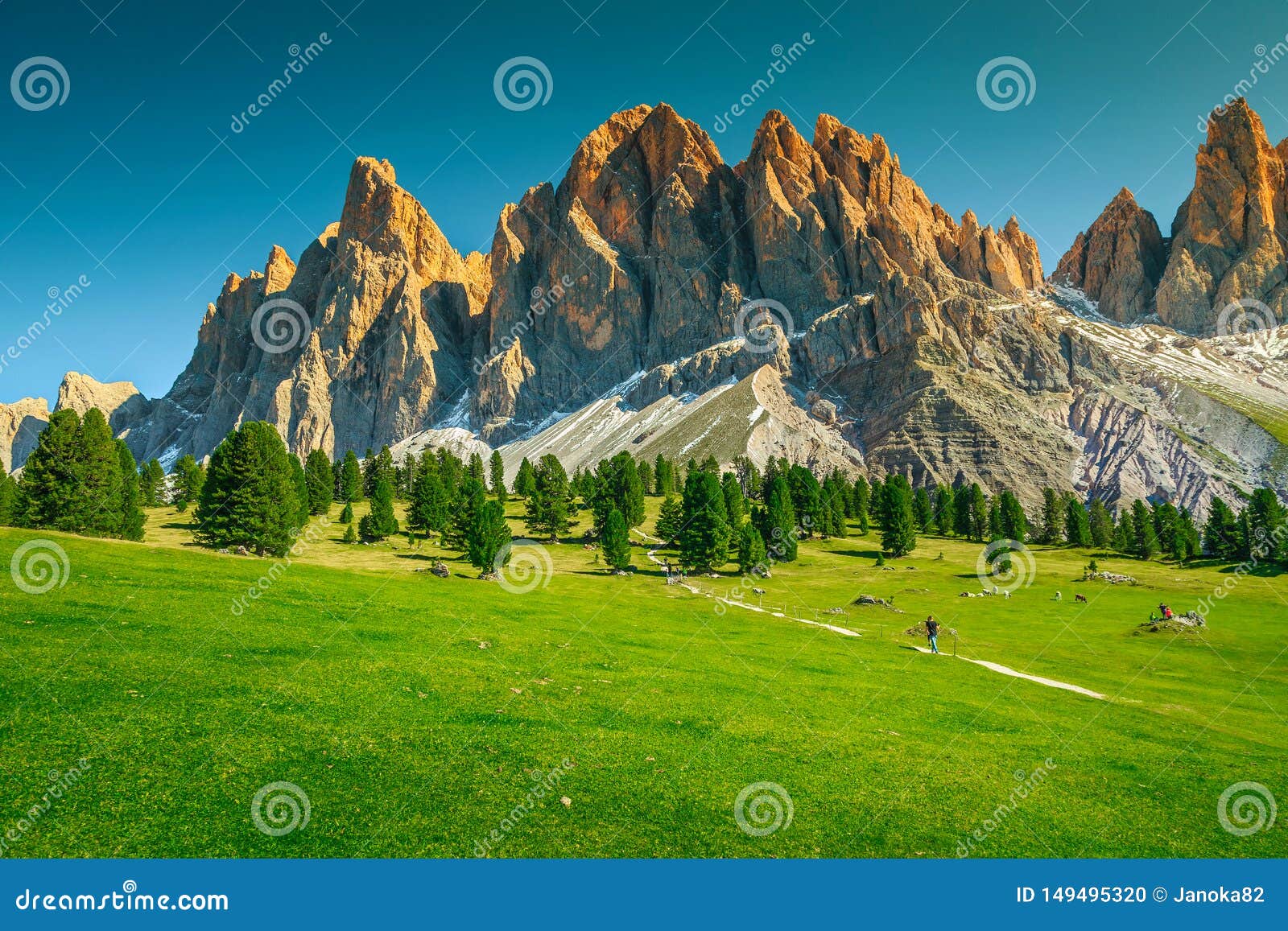 8x6.5FT SZZWY Vinyl Photography Background Mountains and Meadow Dolomite National Park Italy Green Grassfield Mountains Blue Sky Landscape Backdrop Children Girls Photo Portrait Shoot Video Prop