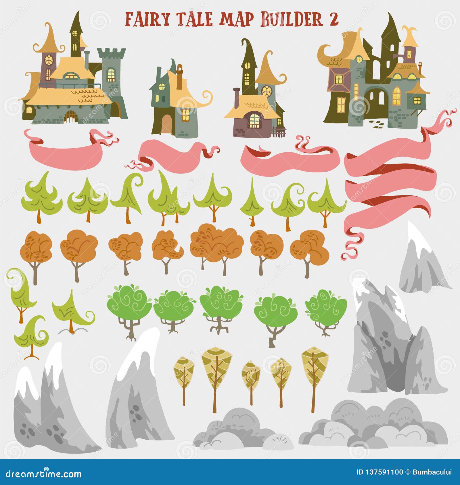 fairy tale fantasy map builder set of everwinter realm and city states in colorfule  s