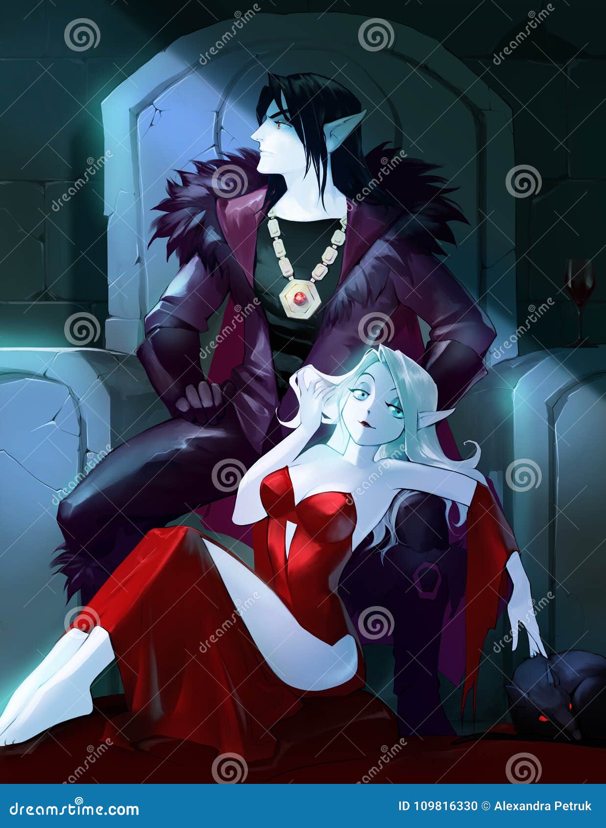 12 Halloween Vampire Demon Anime Girl Wallpapers (Instant Download) 