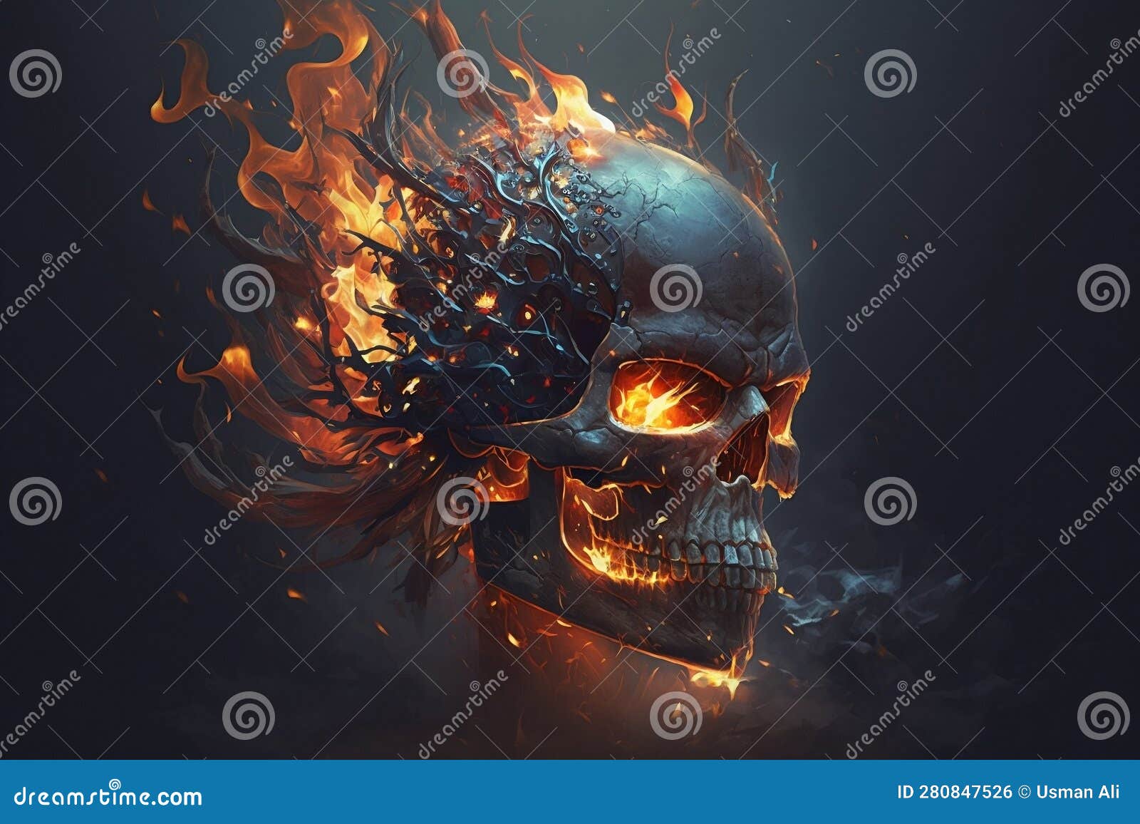 skulls with flames wallpaper