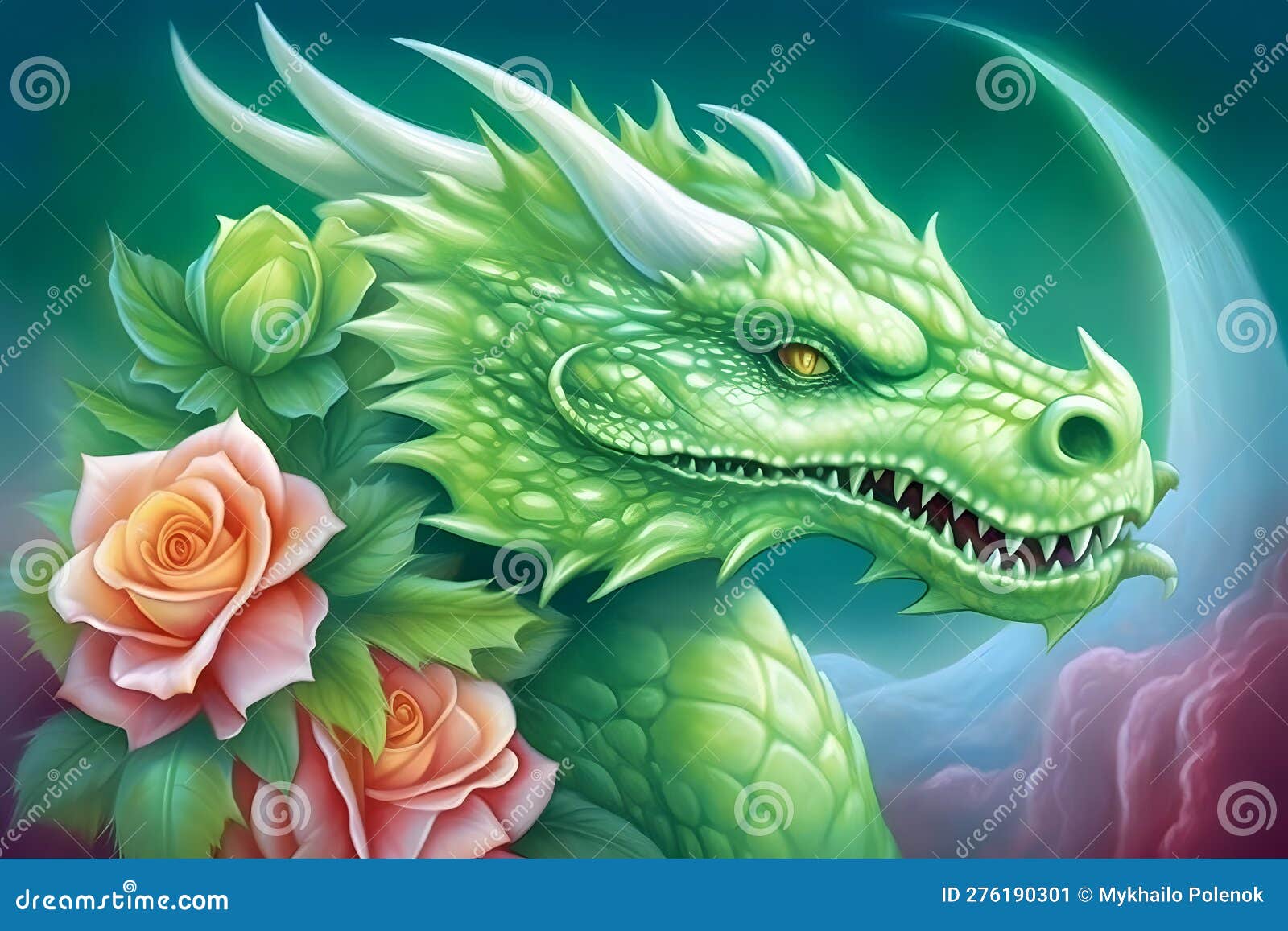 Fantasy Art Portrait Real Dragon Head Close-up. Neural Network AI ...