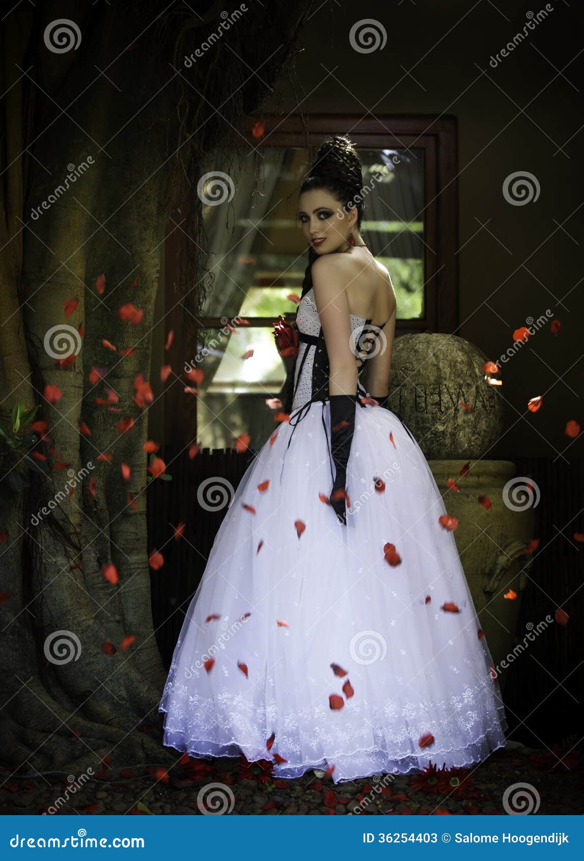 Fantasy Bride Surrounded by Red Rose Petals Stock Image - Image of clothes,  embroidery: 36254403