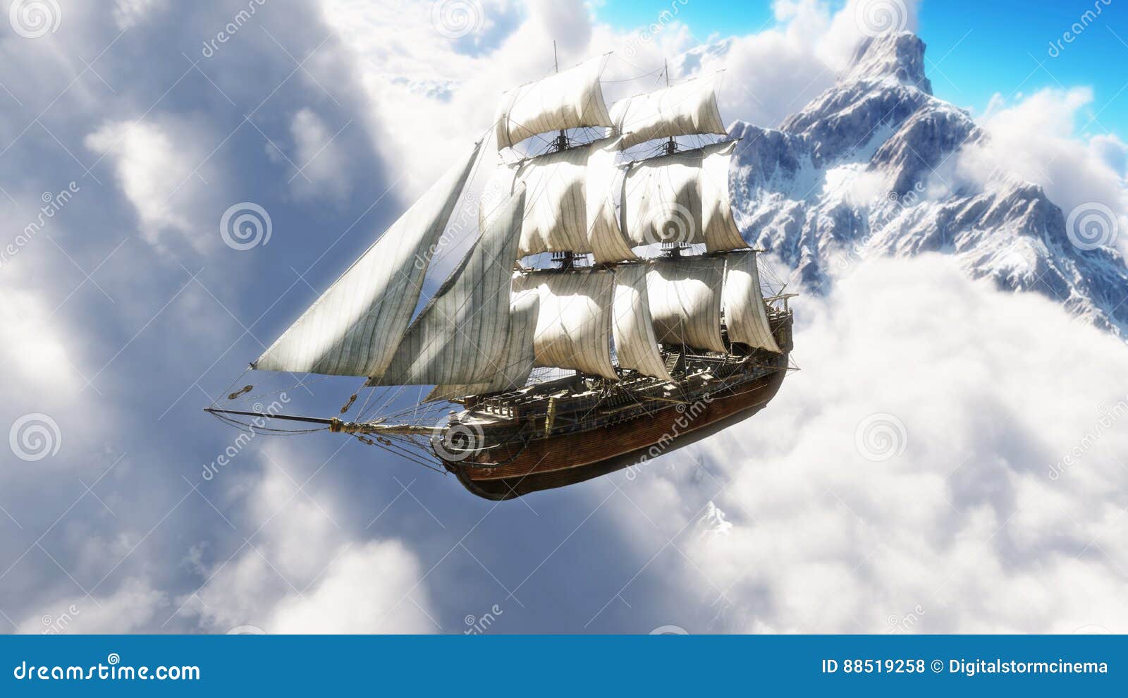 Fantasy Concept Of A Pirate Ship Sailing Through The ...