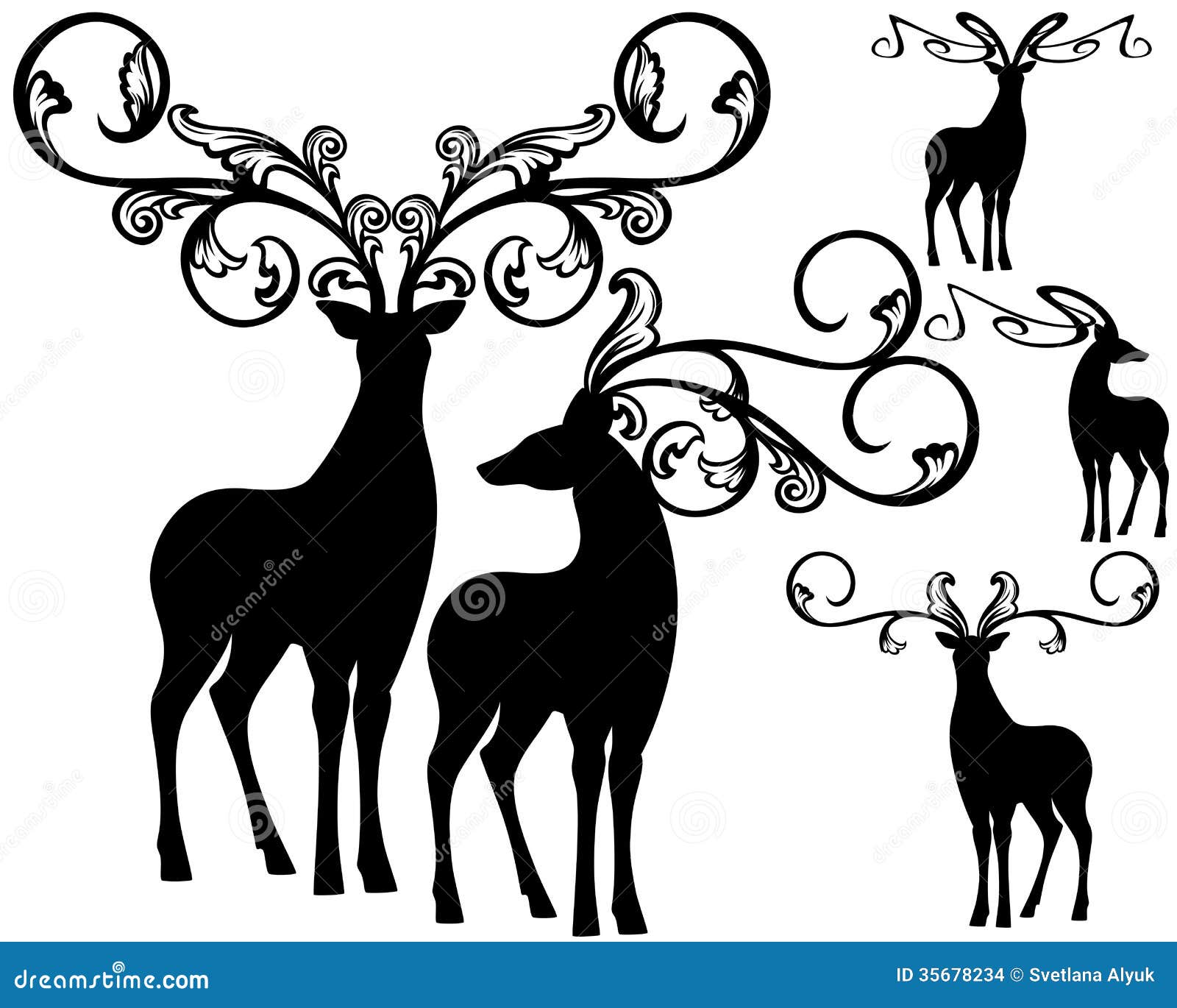 Fantasy Deers Vector Stock Images - Image: 35678234