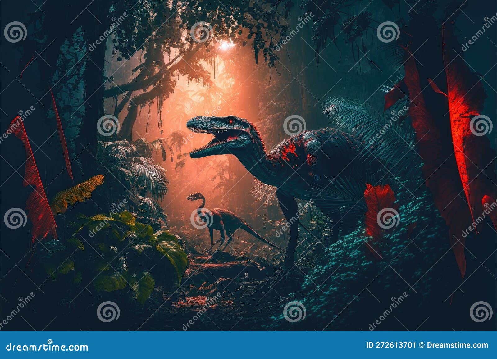 fantasy in dinosaur or predator in the deep jungle scenery.