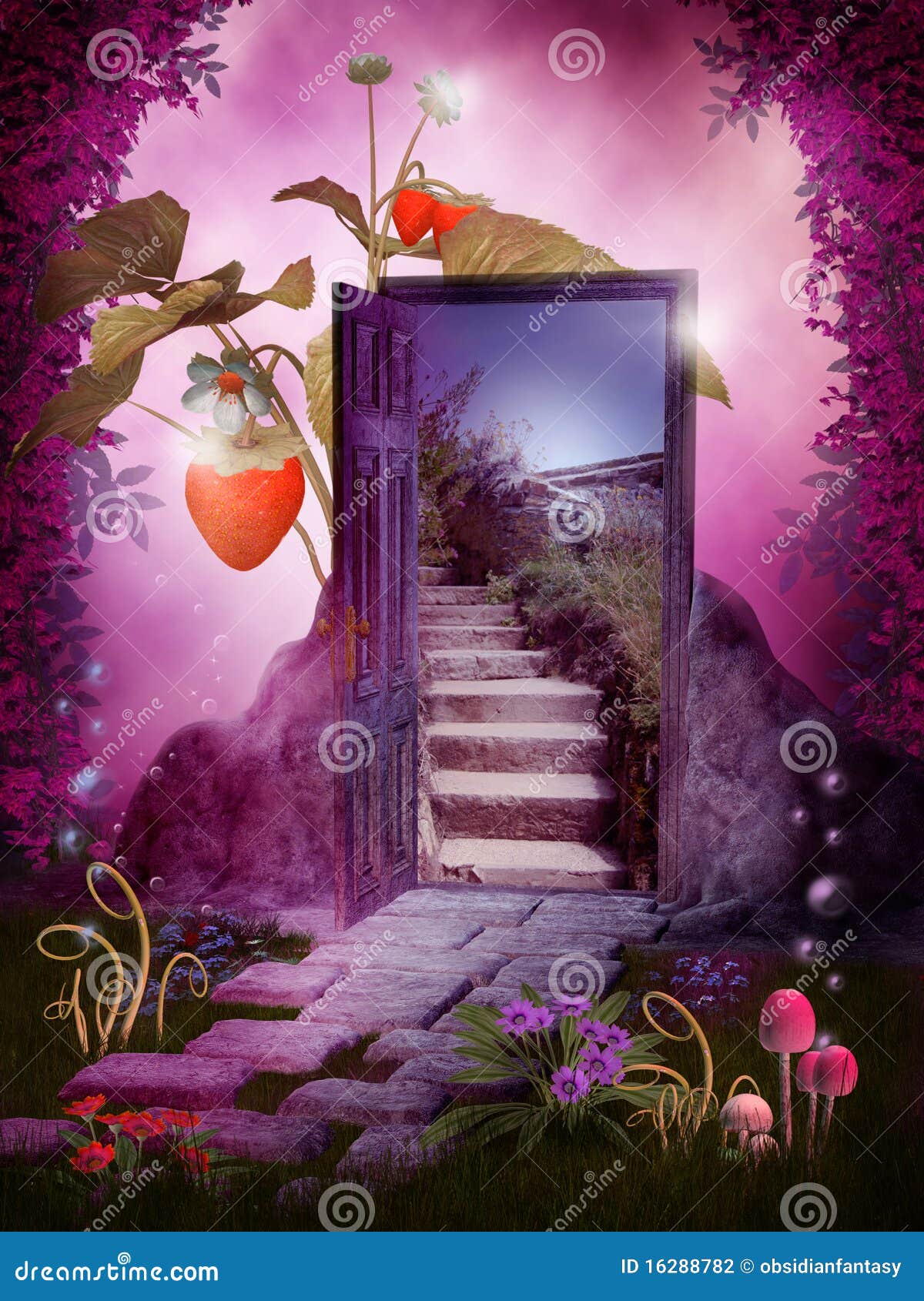 Fantasy door stock illustration. Image of fantasy, wonderland 16288782