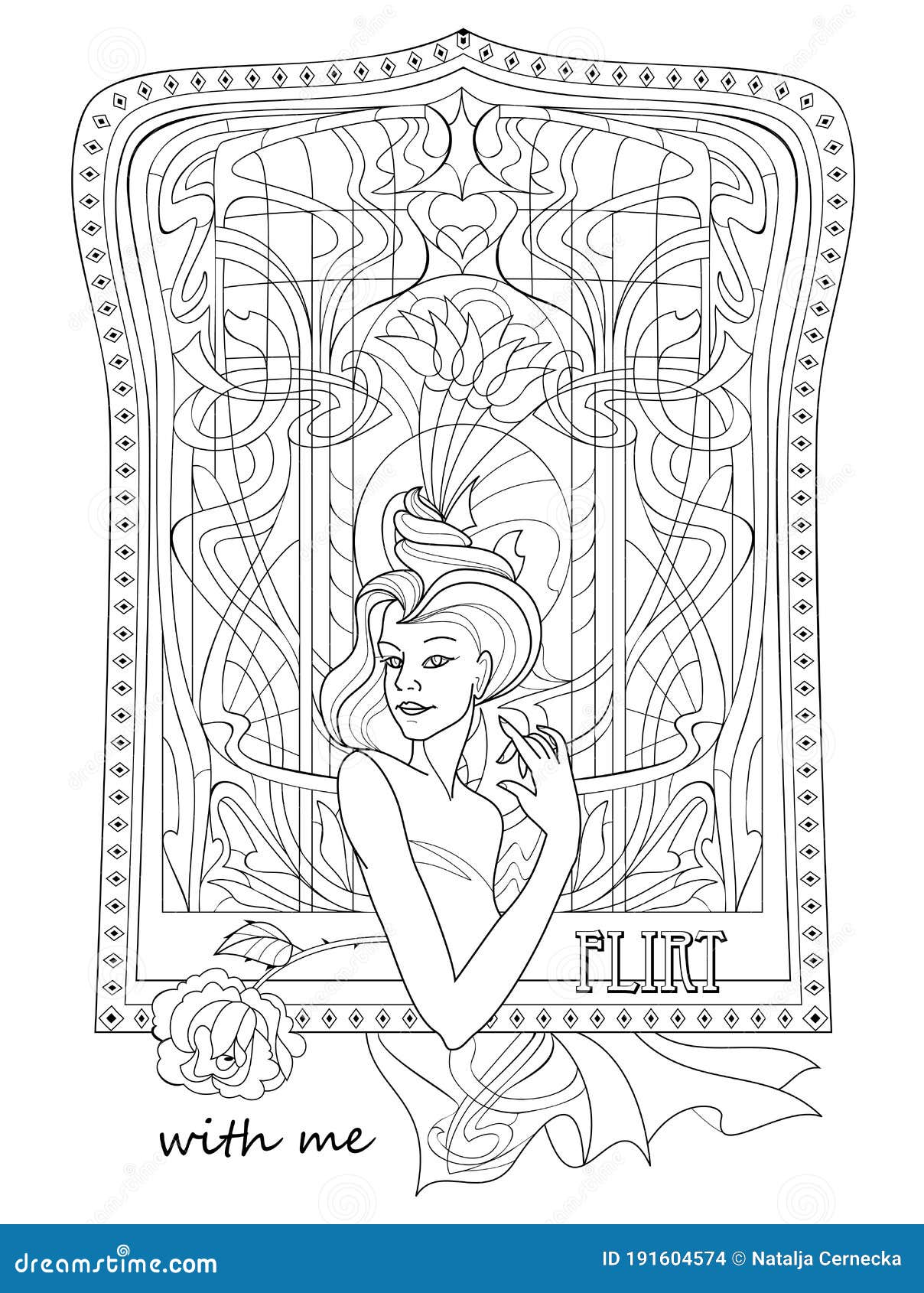 Download Fantasy Drawing Of Beautiful Girl Near Window. Black And ...