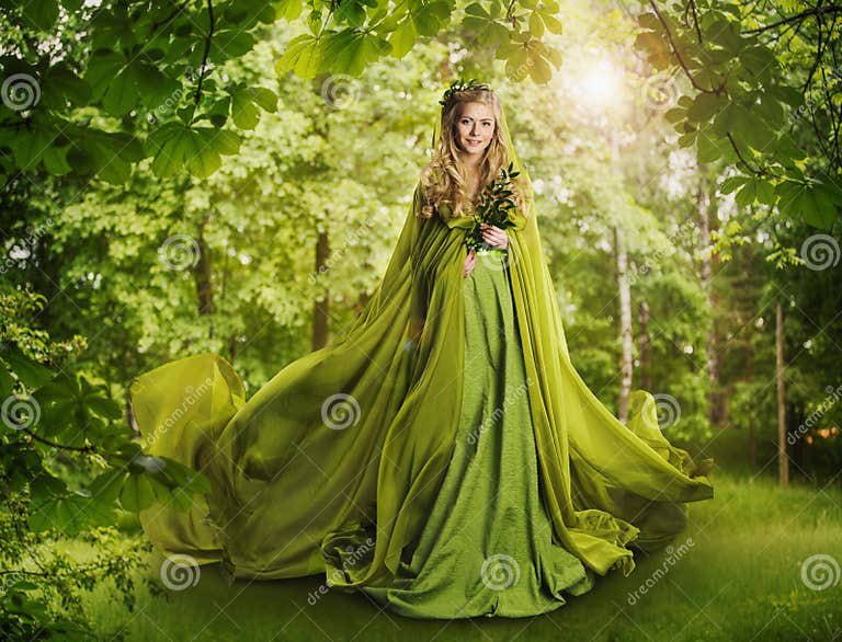 Fantasy Fairy Tale Forest, Fairytale Nature Goddess, Nymph Woman Stock ...